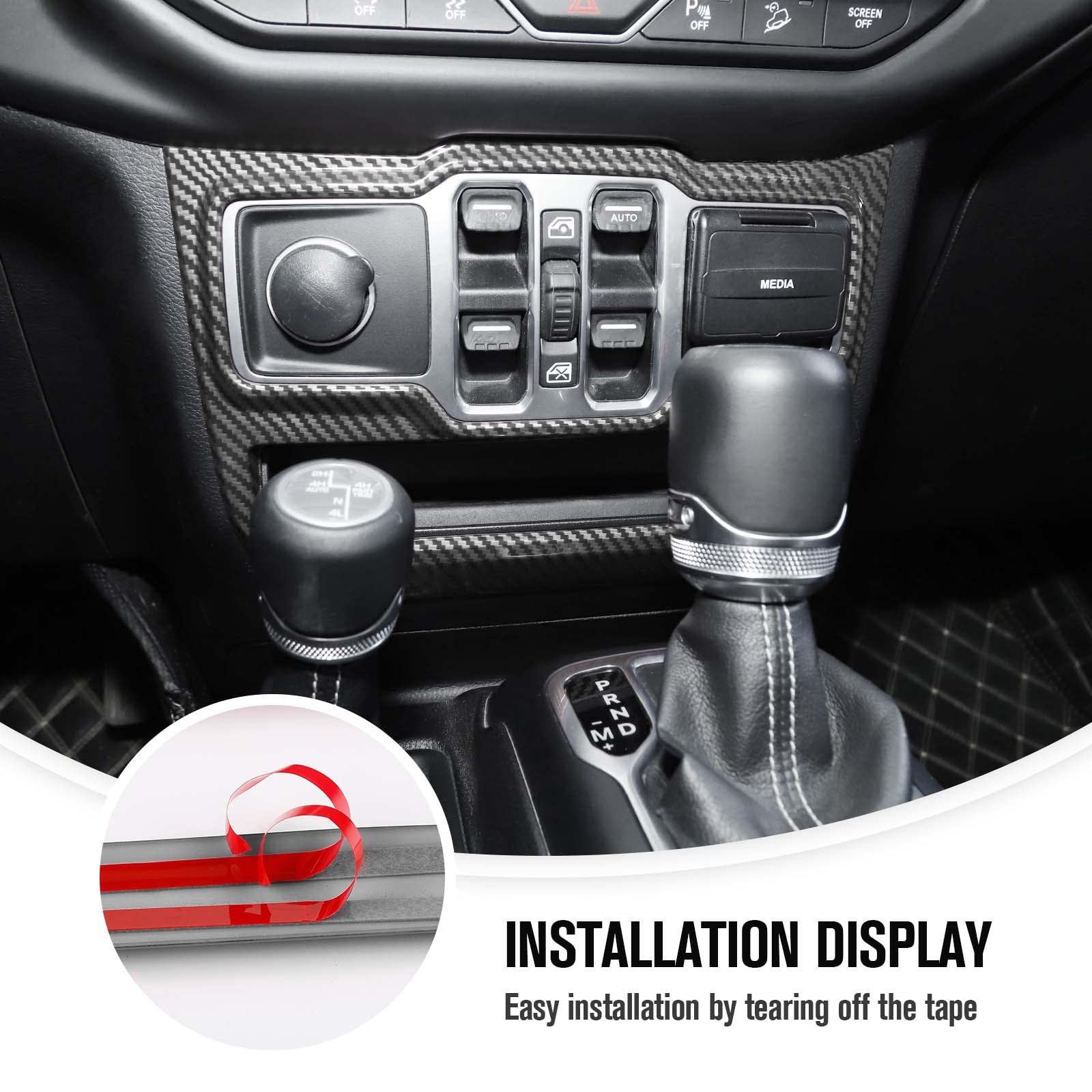 Jecar Window Control Panel Trim Cover Interior Decoration Accessories Compatible With Jeep Wrangler 2018-2023 Jl Jlu, Carbon Fiber Texture