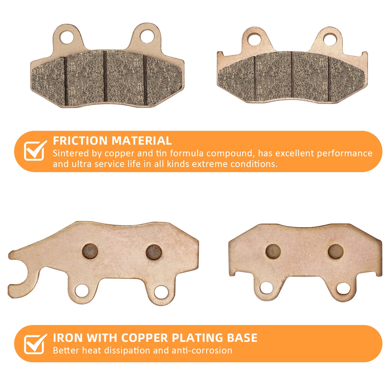 Front Rear Brake Pads Sintered For Yamaha Yfz450 Yfz450R Yfz450X Raptor 700 700R, Oem# 5Tg-W0045-20-00 5Tg-W0045-30-00 5Tg-W0046-10-00