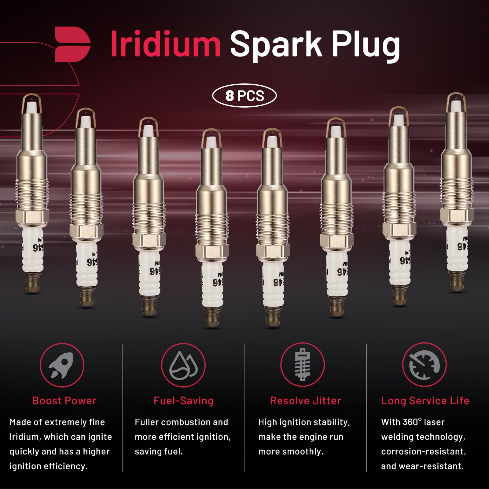 Bdfhyk Set Of 8 Iridium Spark Plug Compatible With Expedition F150 F250 F350 F450,Lincoln Mark Lt Navigator,5.4L 6.8L V8 V10 Eng