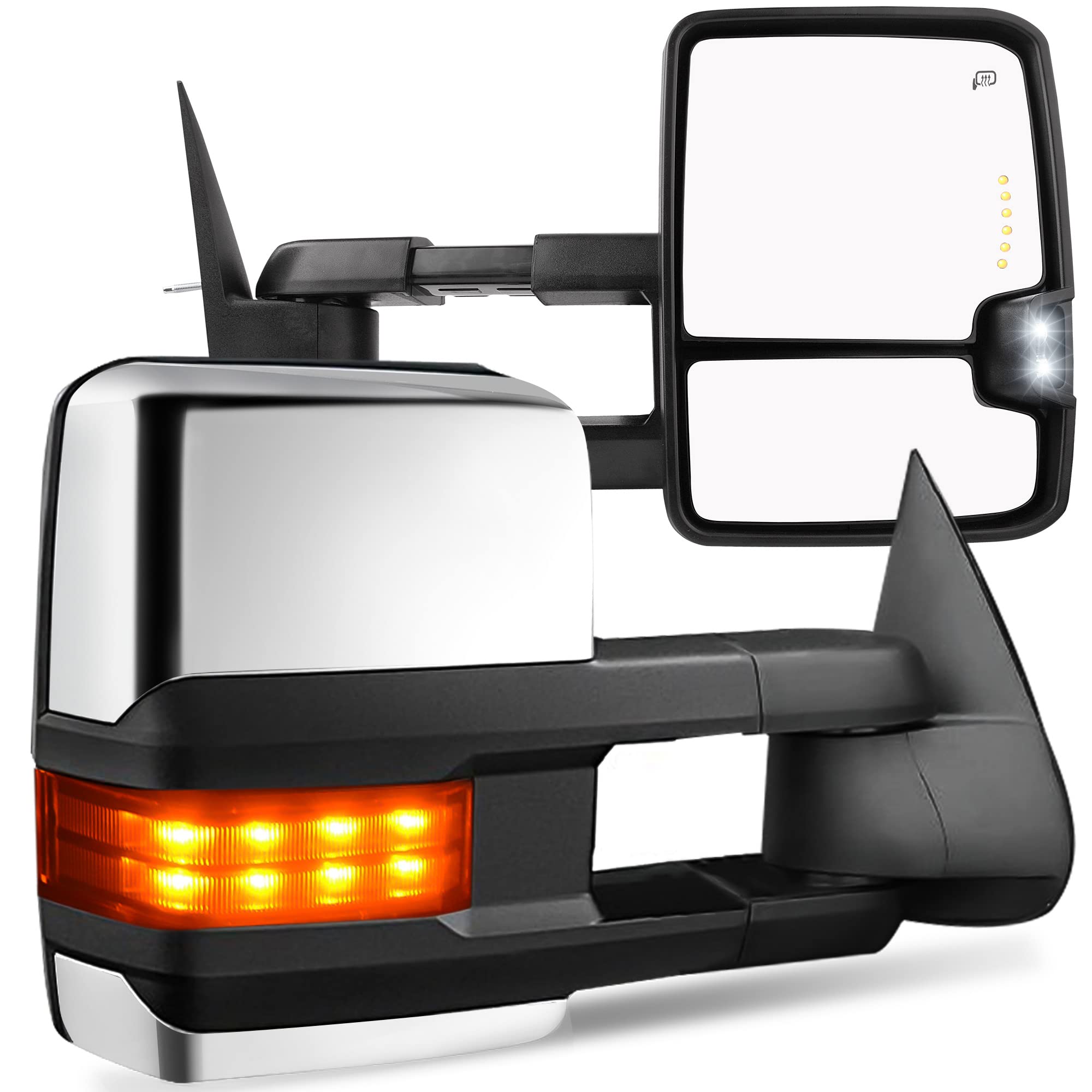 AUTOSAVER88 Towing Mirrors Compatible with 2003-2007 Chevy Silverado GMC Sierra 1500 2500 3500 Tahoe Suburban Avalanche Yukon Po