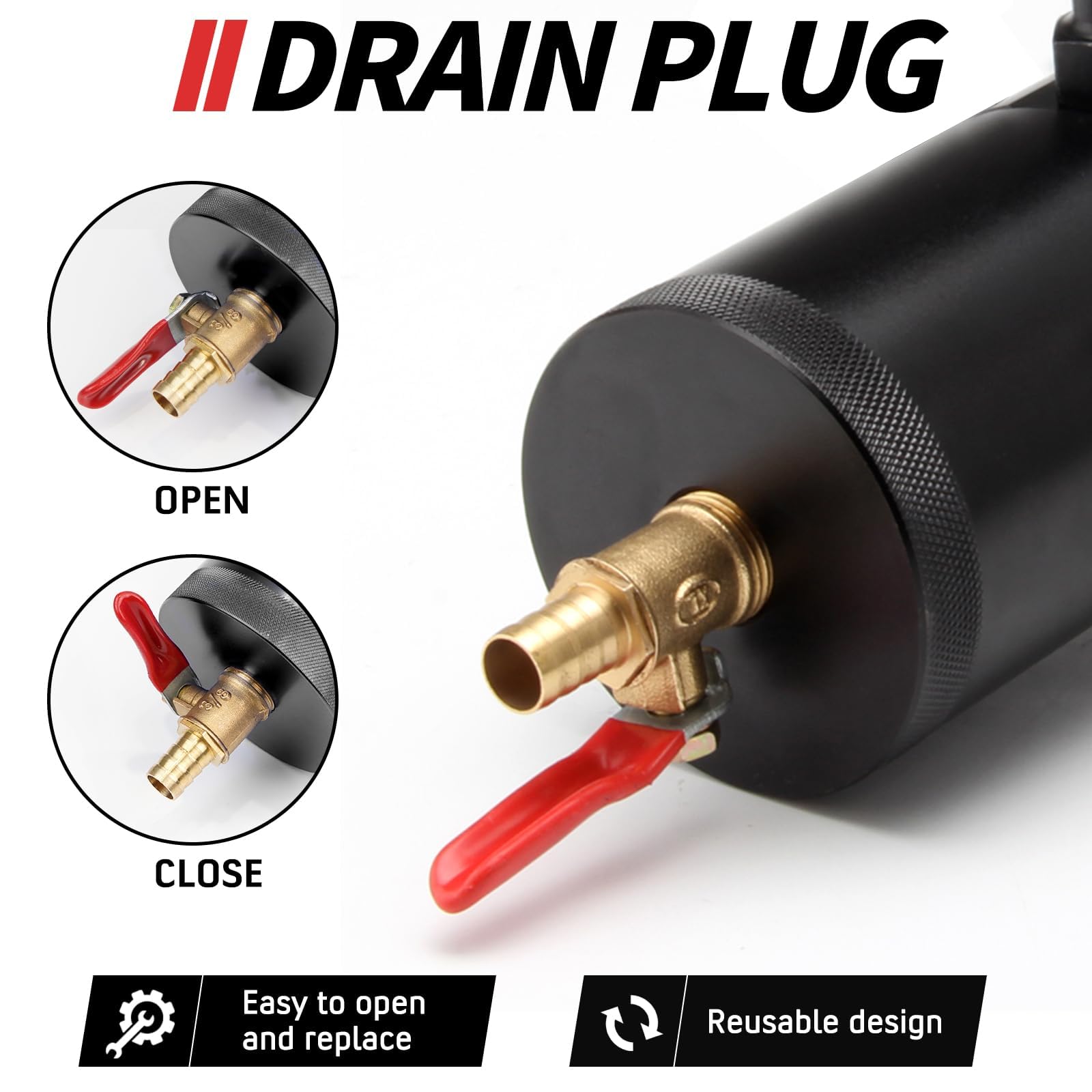 WENJTP Oil Catch Can Kit - 150ml Universal Aluminum Baffled Tank, 2 Ports, Black, Model M2/OCC002, Includes 4 Adapters & Breather Filter