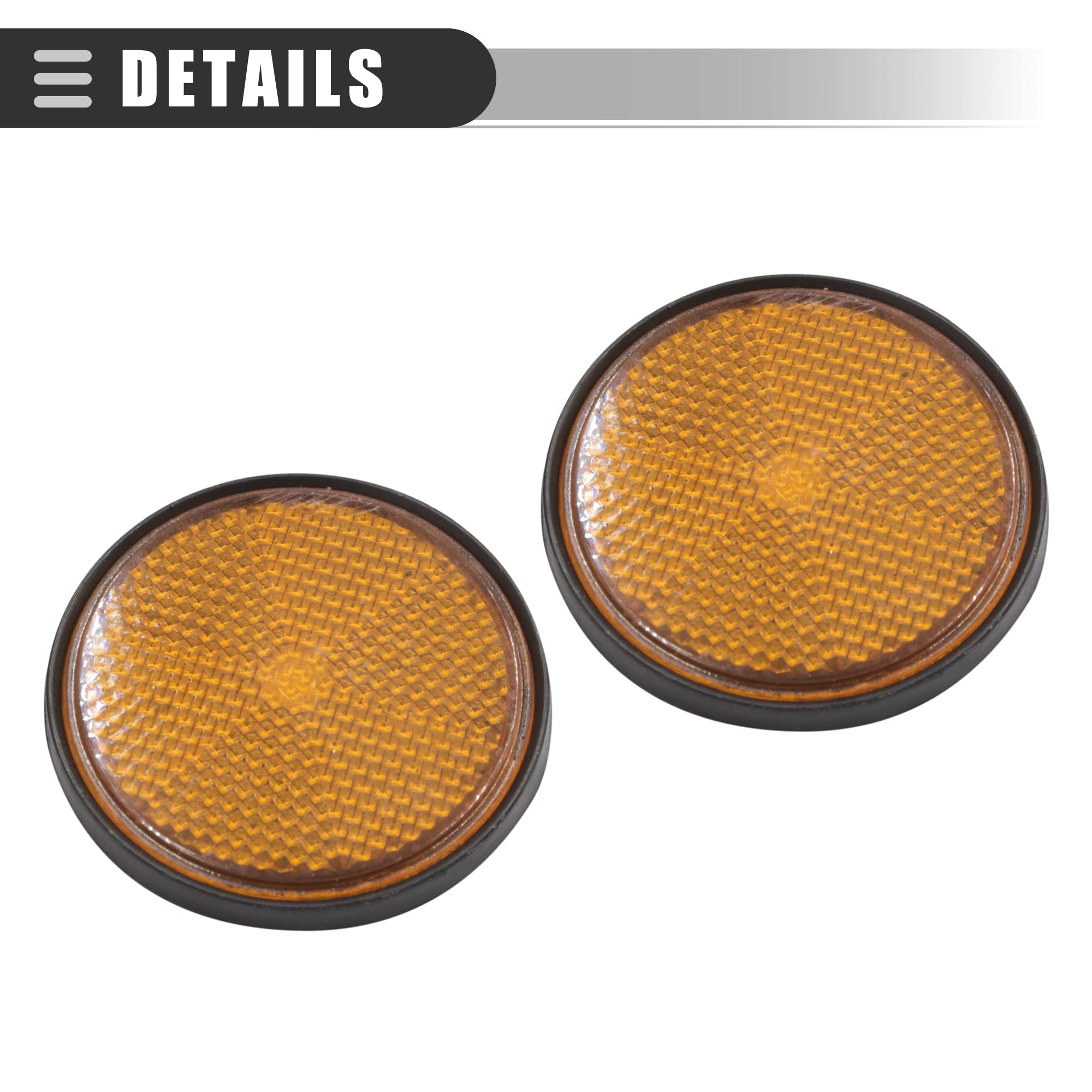 Motoforti Universal Motorcycle Scooter Atv Round Reflective Reflectors, 2.2 Inch Dia, Plastic Metal, Orange Black, 2Pcs
