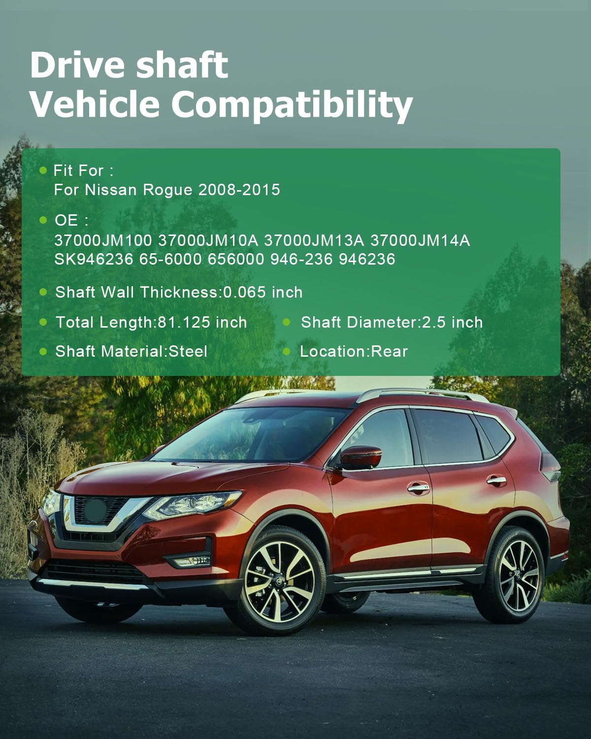 Scitoo 81.125'' Rear Drive Shaft Assembly Propeller Shaft Compatible For Nissan Rogue 2008-2015 37000Jm100 37000Jm10A 37000Jm13A
