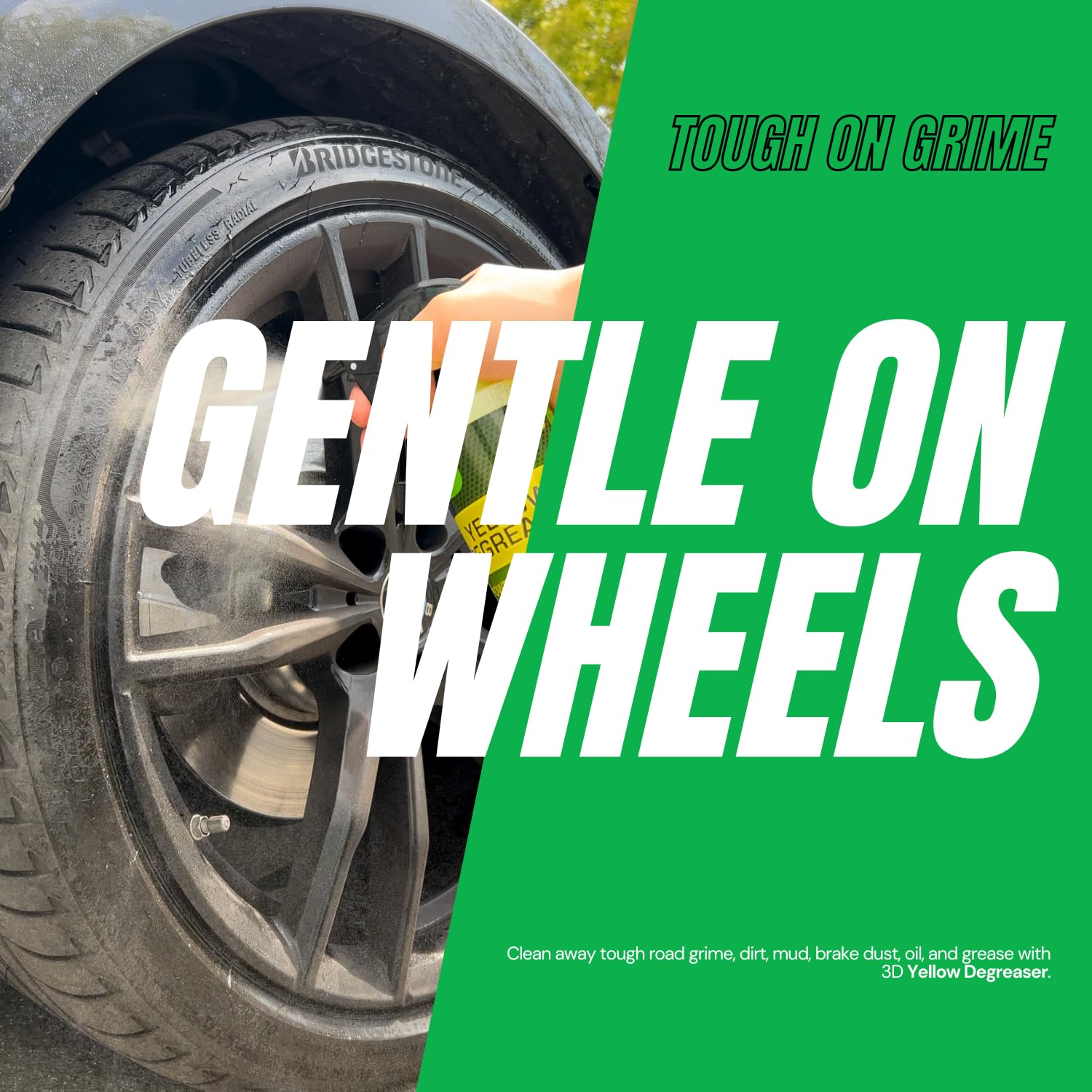 3D Yellow Degreaser Wheel & Tire Cleaner - Safely Removes Brake Dust & Dirt From Wheels & Tires - All-In-One Car Wash Detailing Spray Refill 1 Gallon