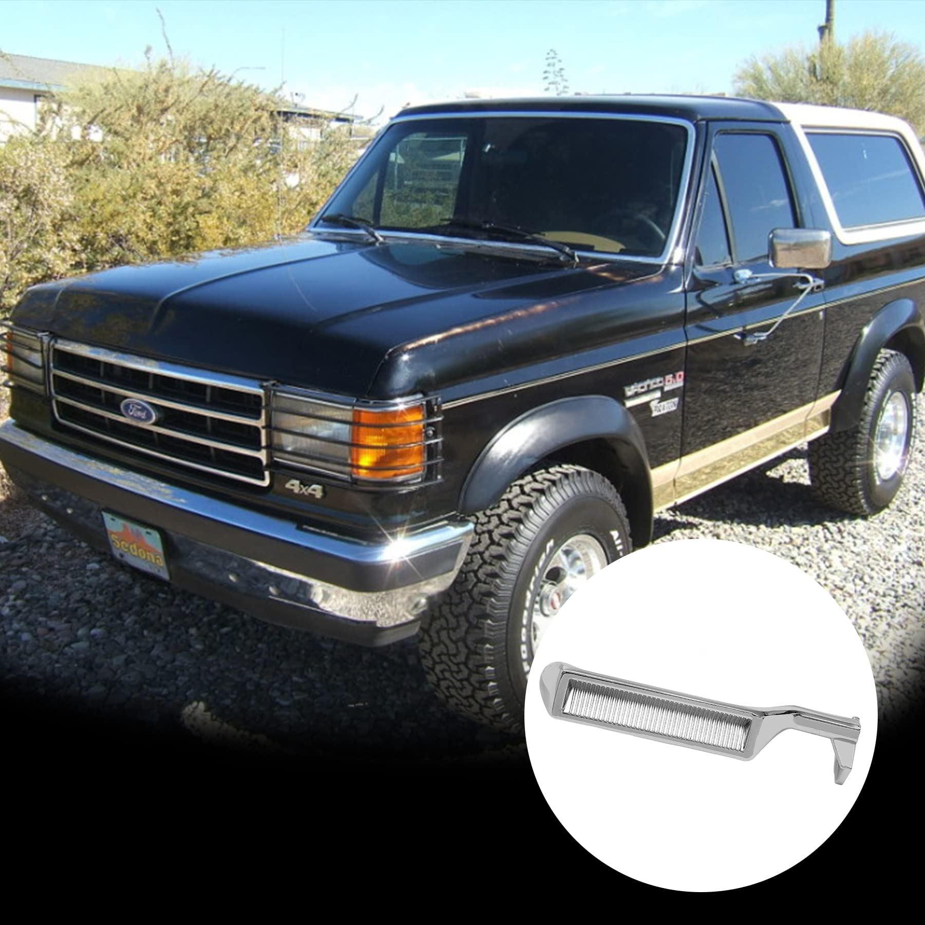 Gledewen Interior Door Handle, Compatible With 1987-1996 Ford F150 F250 F350 F53 F59 F800 Bronco, Chrome Metal Inside Front Left