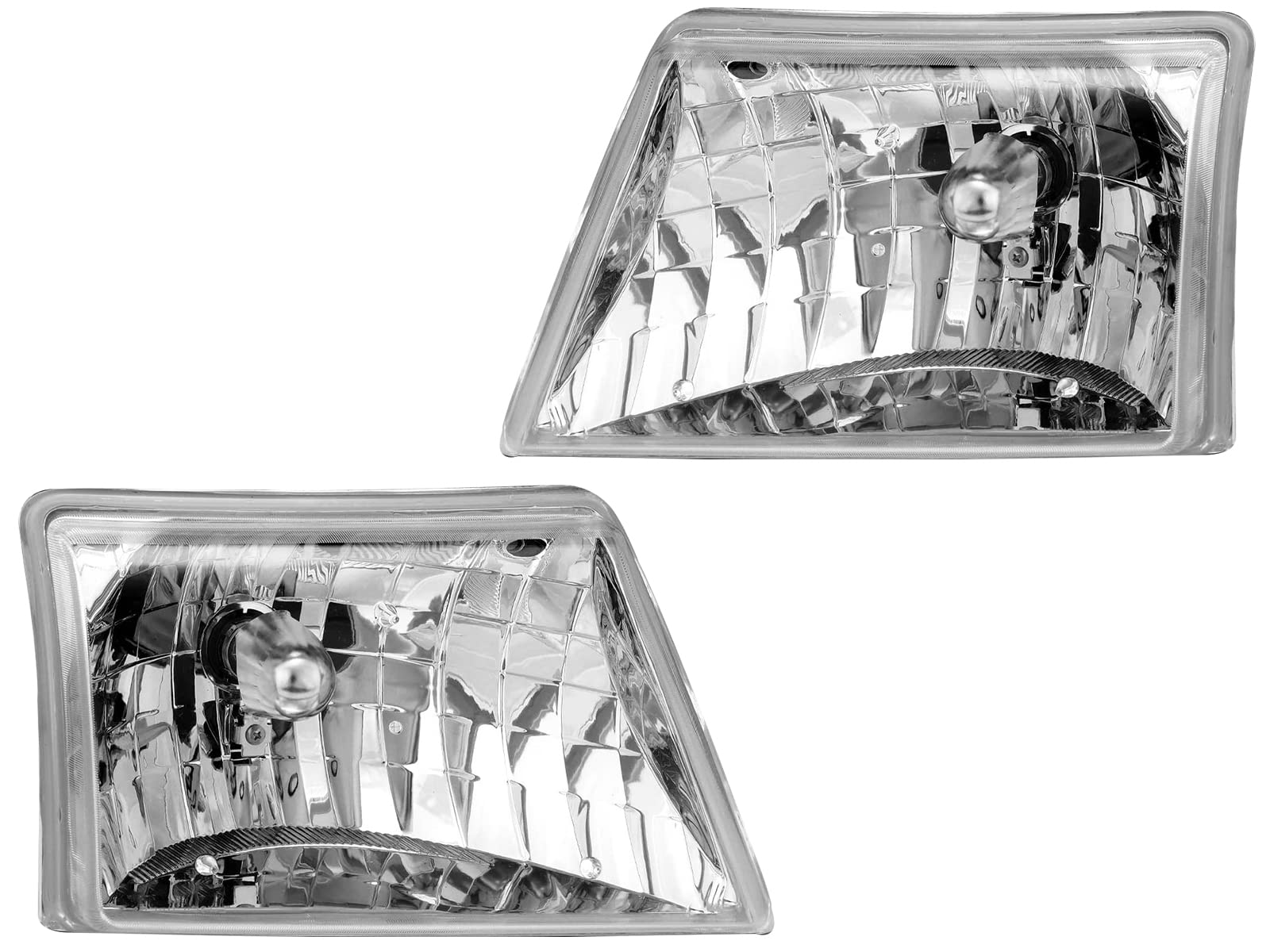 Amerilite Crystal Replacment Headlights Pair For 1998 1999 2000 Ford Ranger Pickup - Passenger And Driver Side