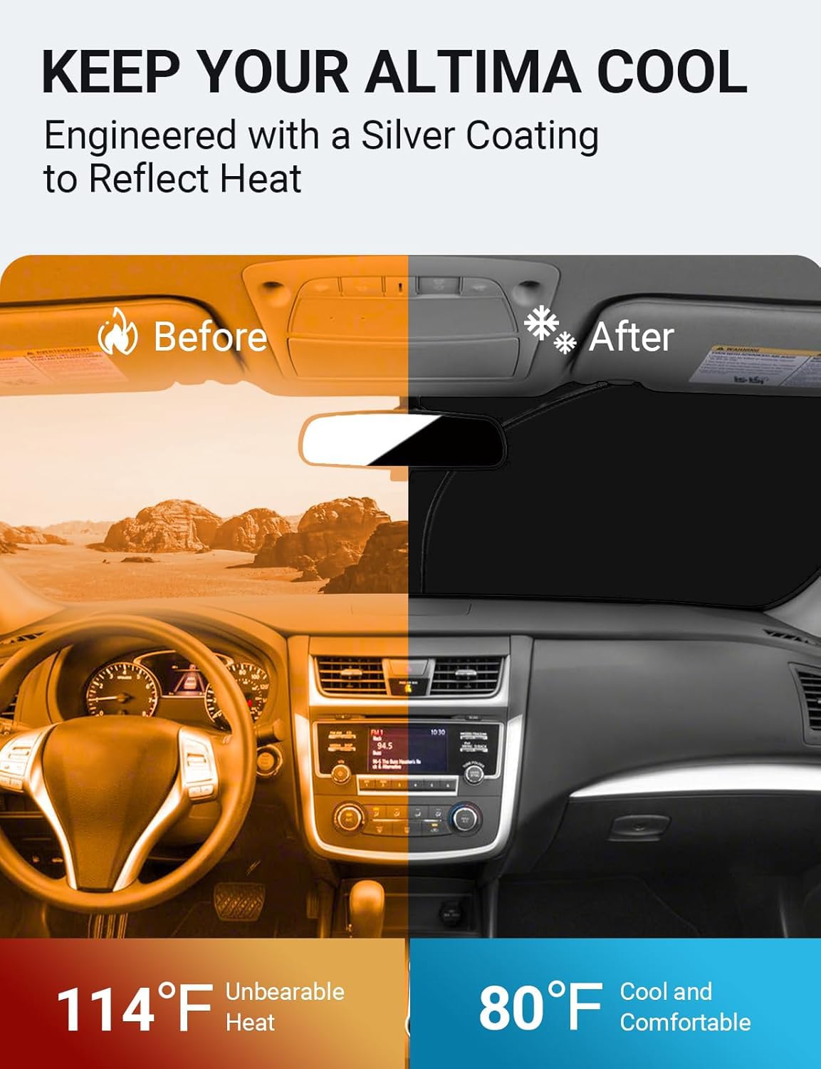 Proadsy Front Windshield Sun Shade Foldable Sunshade Protector Custom Fit 2013-2018 Nissan Altima Accessories 2025 Upgrade