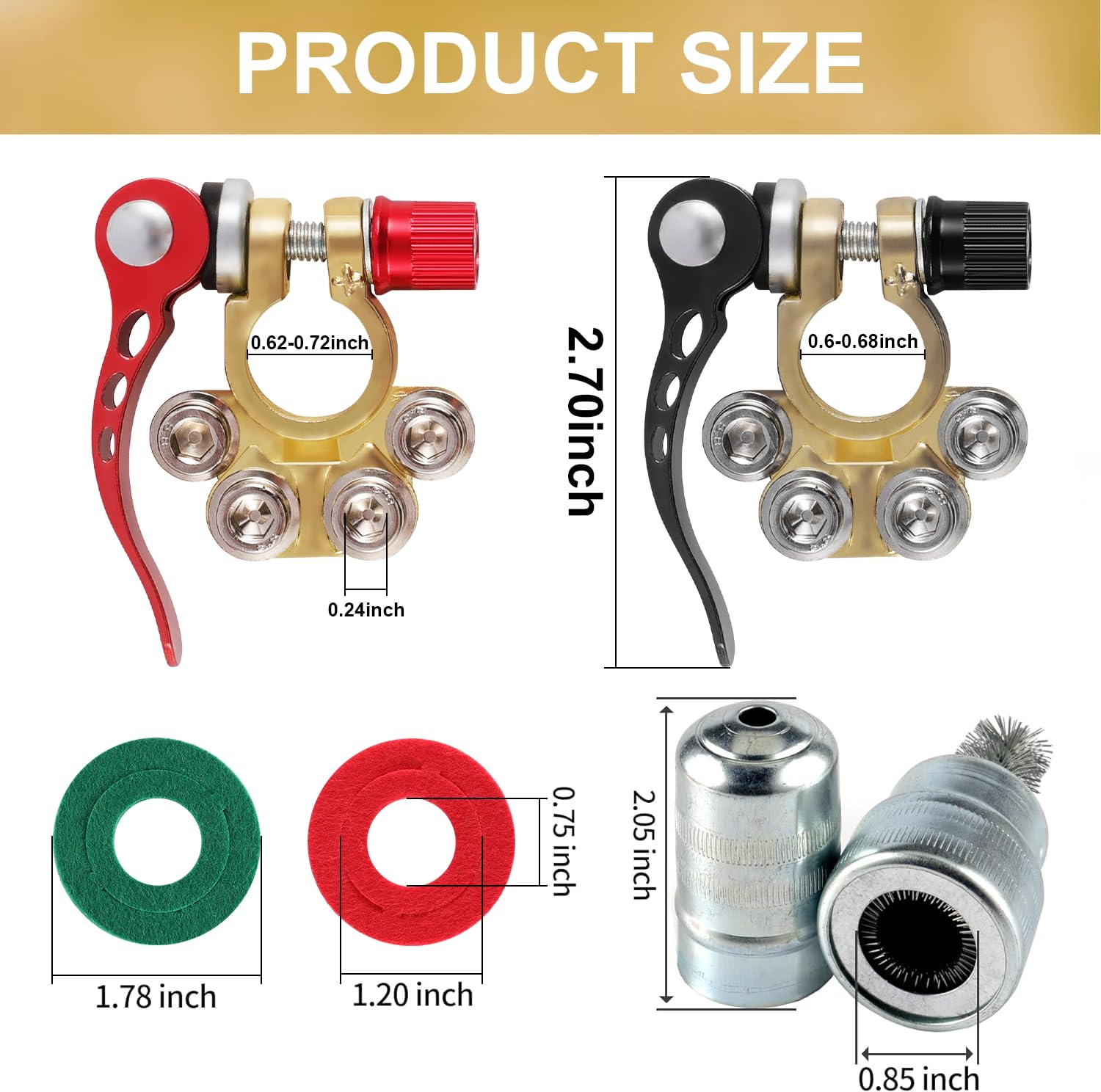 Singaro Car Battery Terminal Connector, 4 Way Positive And Negative Pole Quick Release Terminal Clip, Applicable To Sae/Jis A Ty