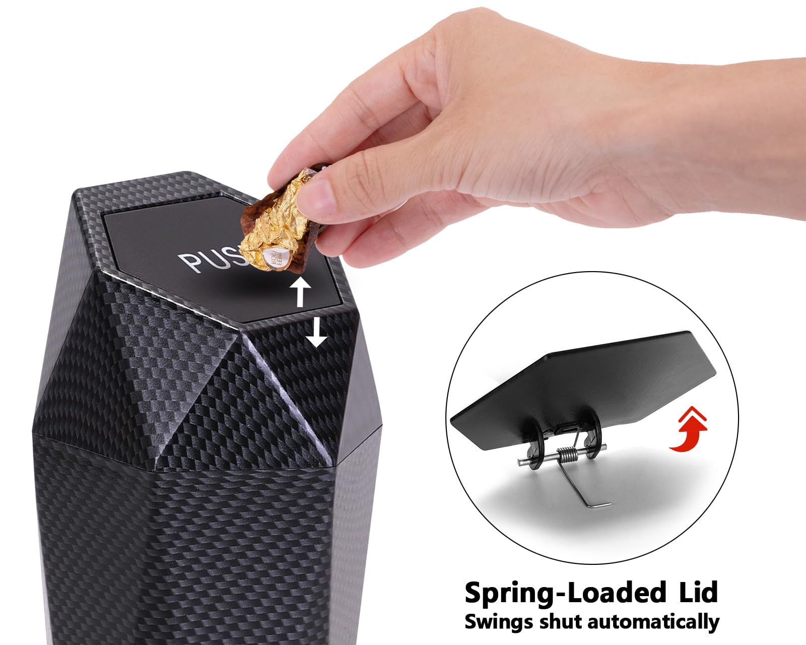 Ginsco Car Trash Can With Lid, Cup Holder Garbage Can For Car, Garbage Bin Cars Accessories For Interior, Leakproof Small Trash