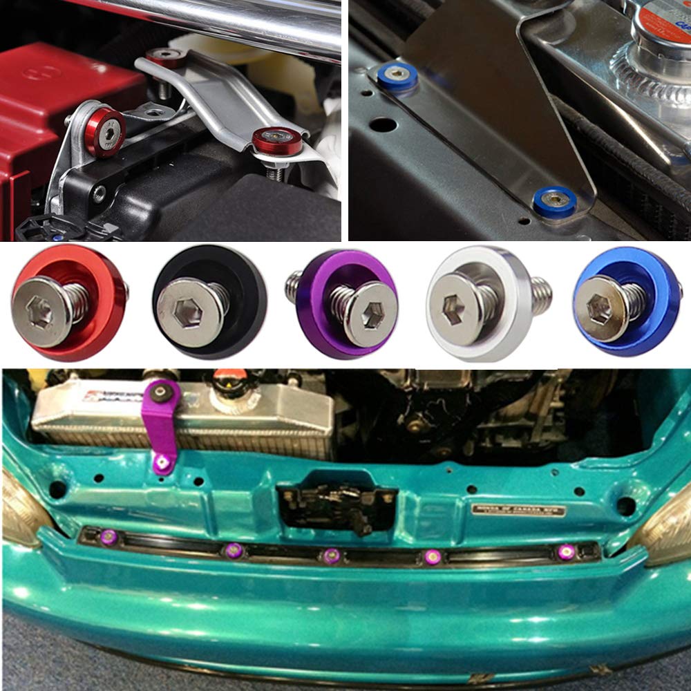 Ouhl 20Pcs Aluminum Bumper Fender Washer M6 T6 Grade Cnc Billet Engine Bay Dress Up Kit (Gold)