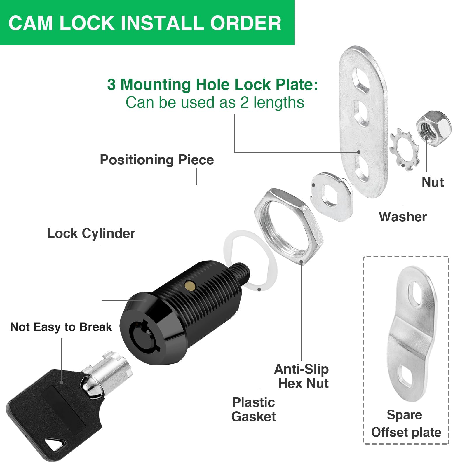 Cylinnda 10 Pack Cabinet Lock With Keys, 1'' Rv Storage Locks Keyed Alike, Rv Locks For Storage Door, Camper Toolbox Rv Cam Lock
