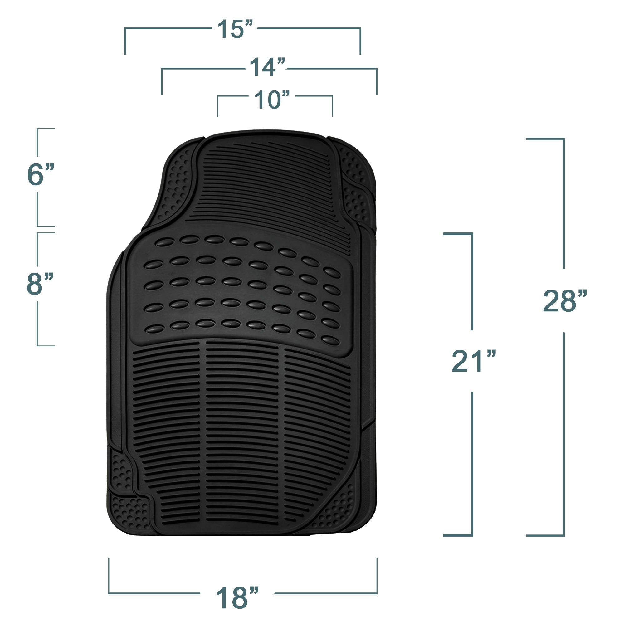 Fh Group Car Floor Mats - Heavy-Duty Rubber Floor Mats For Cars, Universal Fit Full Set, Trimmable Automotive Floor Mats, Climap