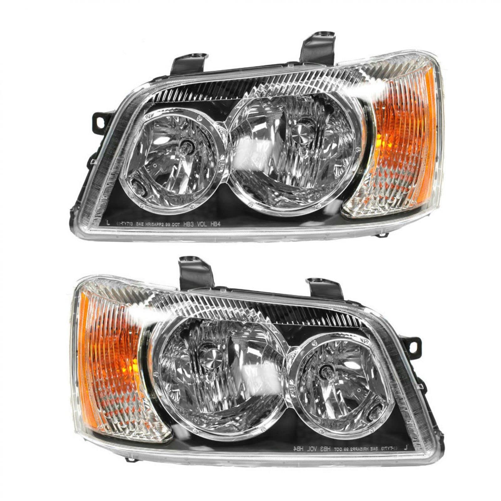 Trq Driver & Passenger Side Headlight Assembly Set Headlights Driver & Passenger Side Compatible With 2001-2003 Toyota Highlande