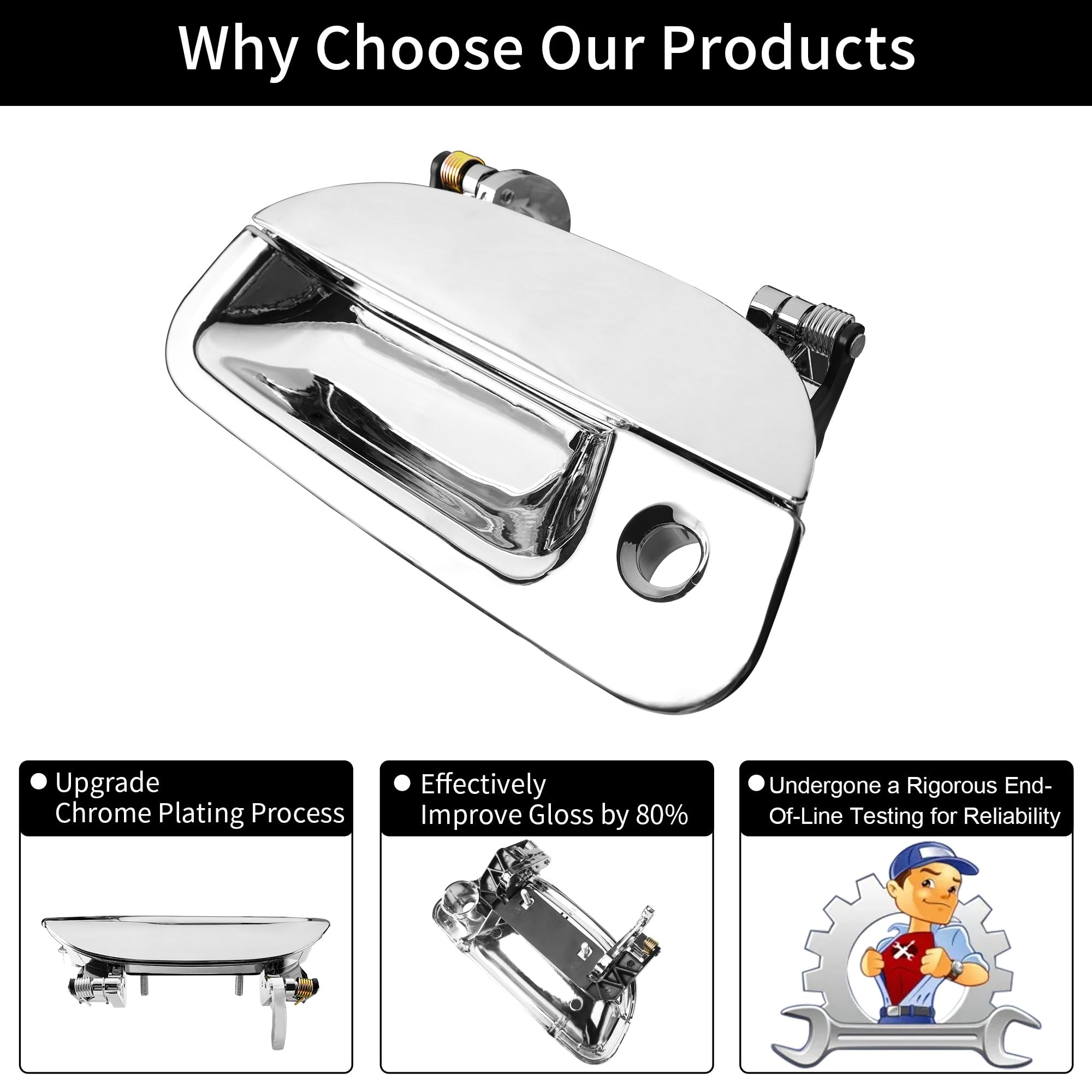 Tailgate Door Handle Chrome, Compatible With 1997-2007 Ford F150 F250 F350 F450 F550 Super Duty, 01-05 Ford Explorer Sport Trac,