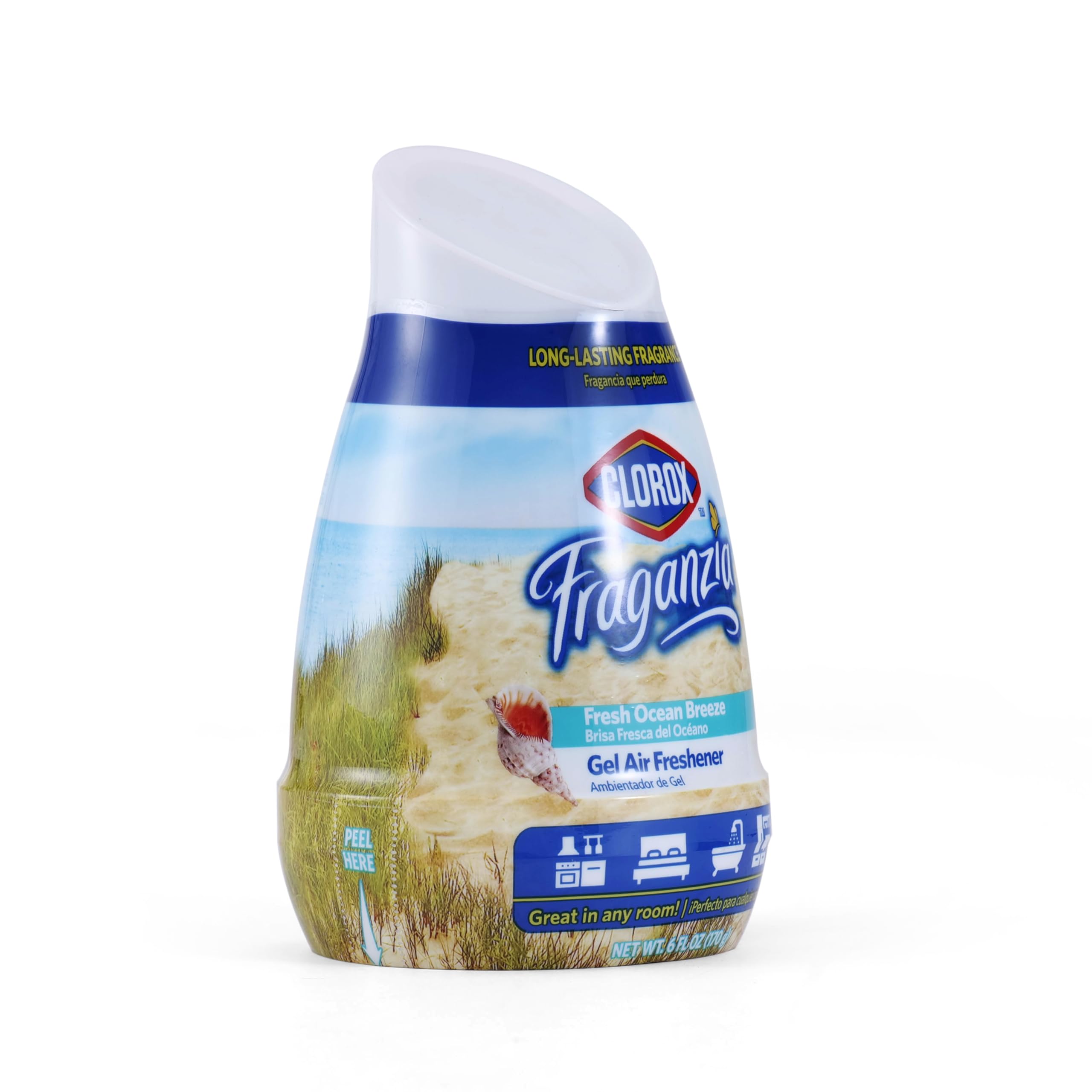 Clorox Fraganzia Cone Gel Air Freshener - Fresh Ocean Breeze - Long-Lasting Gel Air Freshener For Closets, Bathrooms, Kitchens,