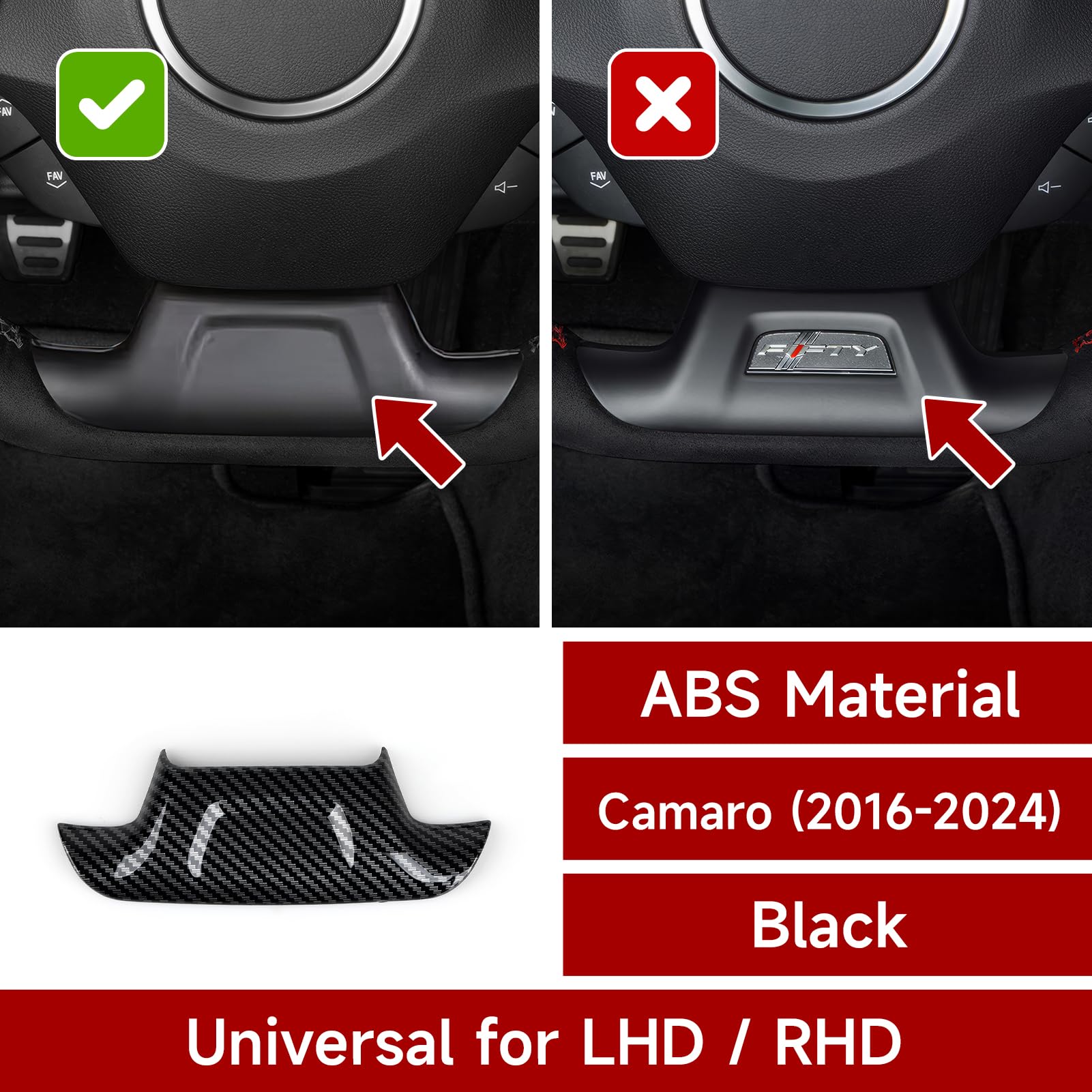 Car Bottom Sticker ABS Carbon Fiber Decal Interior Trim Cover for Chevrolet Camaro 2016 2017 2018 2019 2020 2021 2022 2023 2024