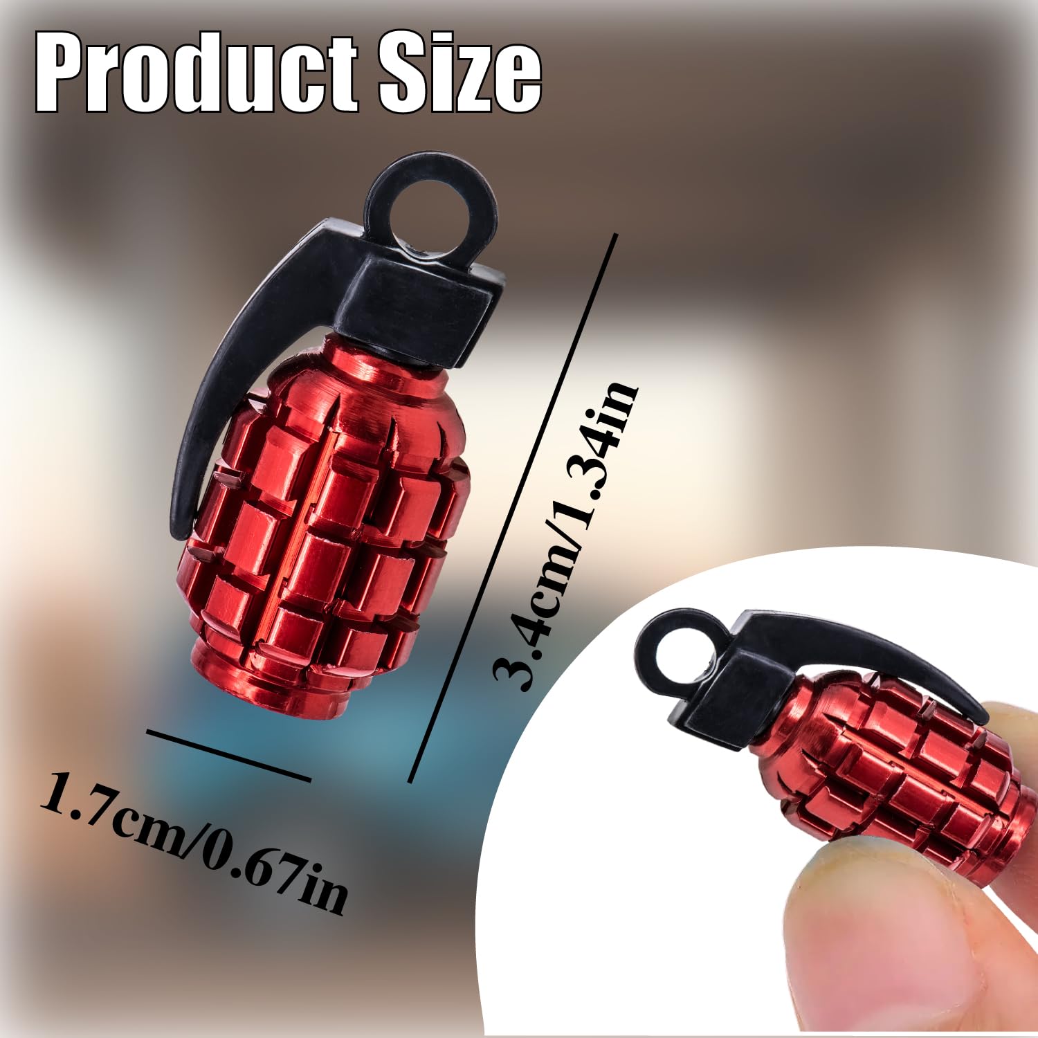 Meajoo 4 Pcs Grenade Style Tire Valve Stem Caps, Stainless Steel Tire Valve Caps Wheel Valve Caps For Cars,Trucks, Suv, Motorcyc