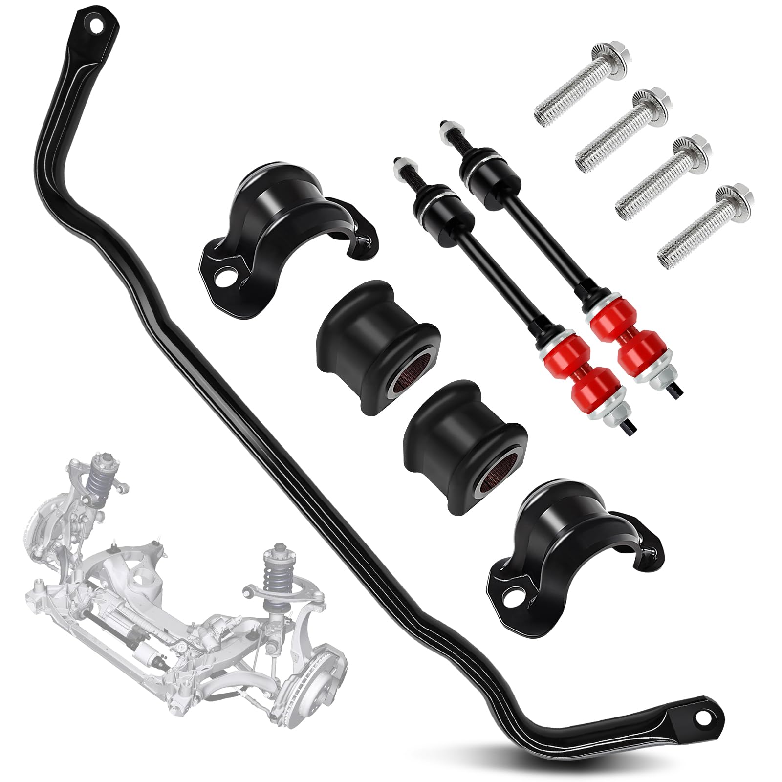 LOBIUTIYA 55398938AC Front Suspension Stabilizer Bar and K80894 Sway Bar End links Kit with Bushing Fits for 2009-2010 Dodge Ram