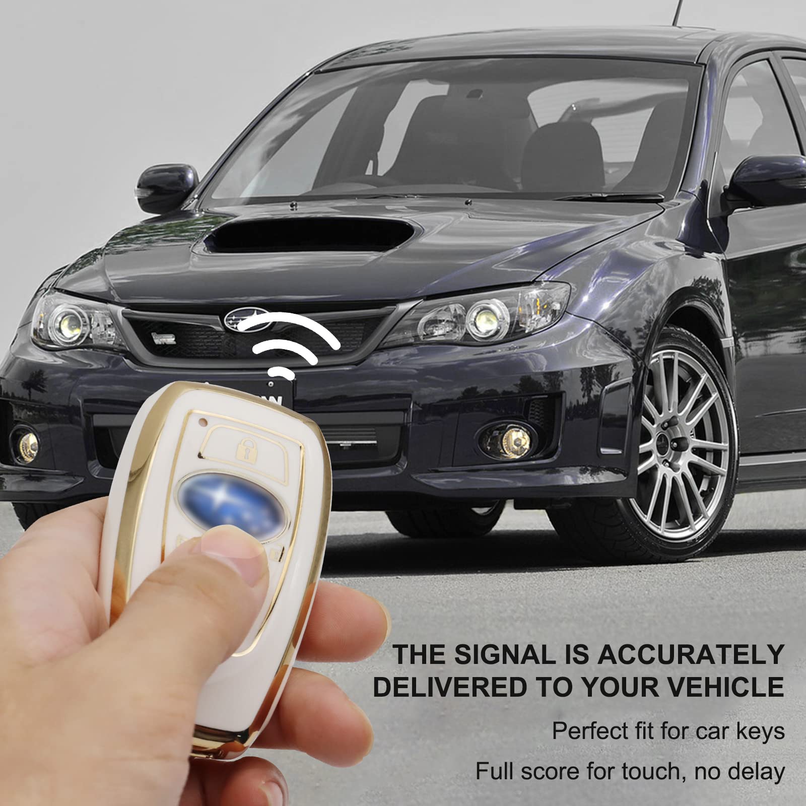 Elegananccy For Subaru Key Fob Cover, Soft Full Protection Key Case Shell With Keychain Compatible With Ascent Brz Crosstrek Forester Impreza Legacy Outback Wrx Sti Smart Key (White)