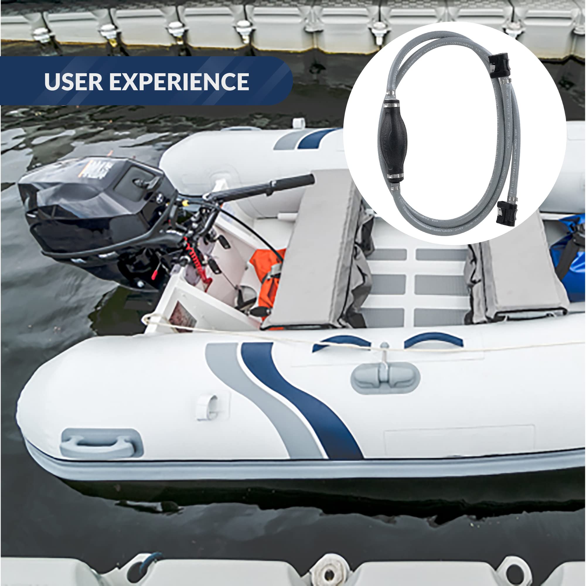 Five Oceans Boat Fuel Line - 3/8-Inch Marine Outboard Fuel Line For Yamaha Mercury, Leakproof, 6-Foot Long, Reinforced Epa/Carb, Replaces Part 22-13563Q7, 22-13563A7, 22-13563A6, 22-13563T7 - Fo4285