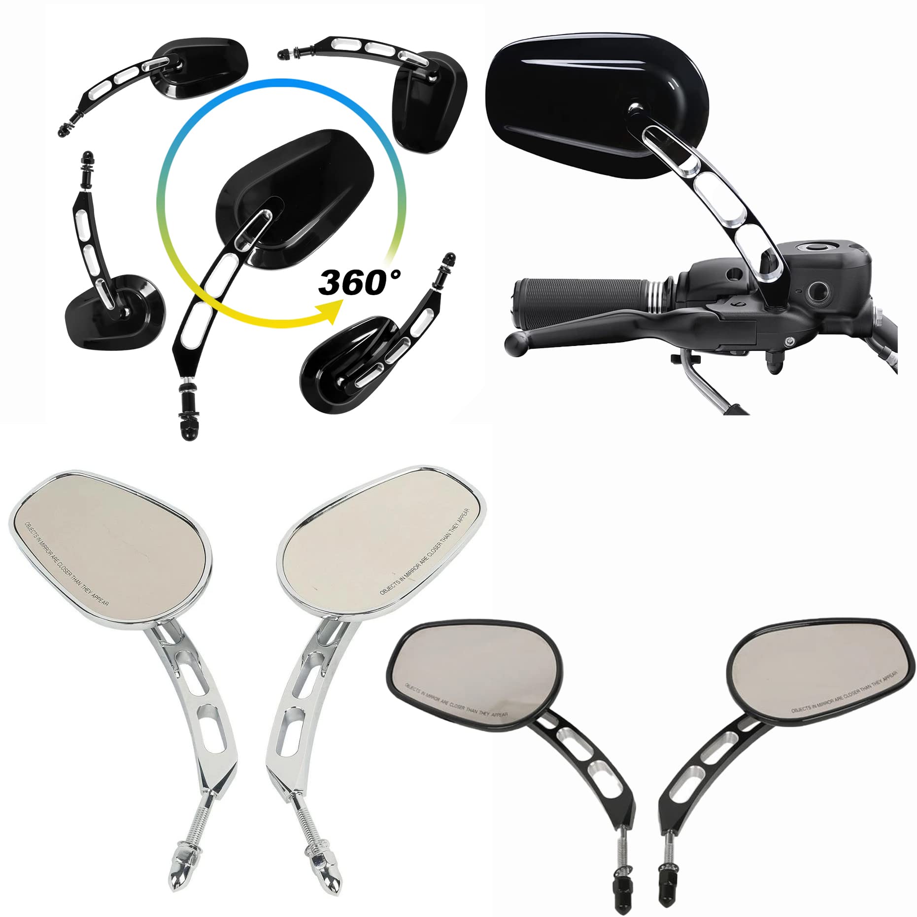 Motobiker Motorcycle Rear View Side Mirrors Compatible With Harley Street Bob Fxdb Fat Boy Iron 883 Xl883N Sportster 1200 Custom