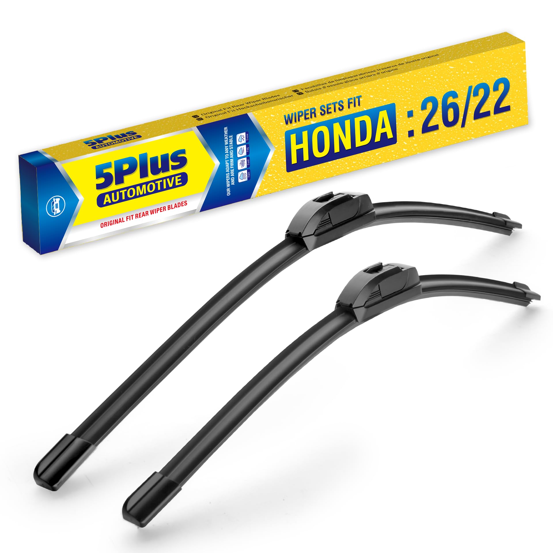 5 Plus Replacement For Honda Odyssey 2021-2005 /Civic Sedan 2014-2006 + More (Pack Of 2), Oem Quality 26'' + 22'' Premium All Se
