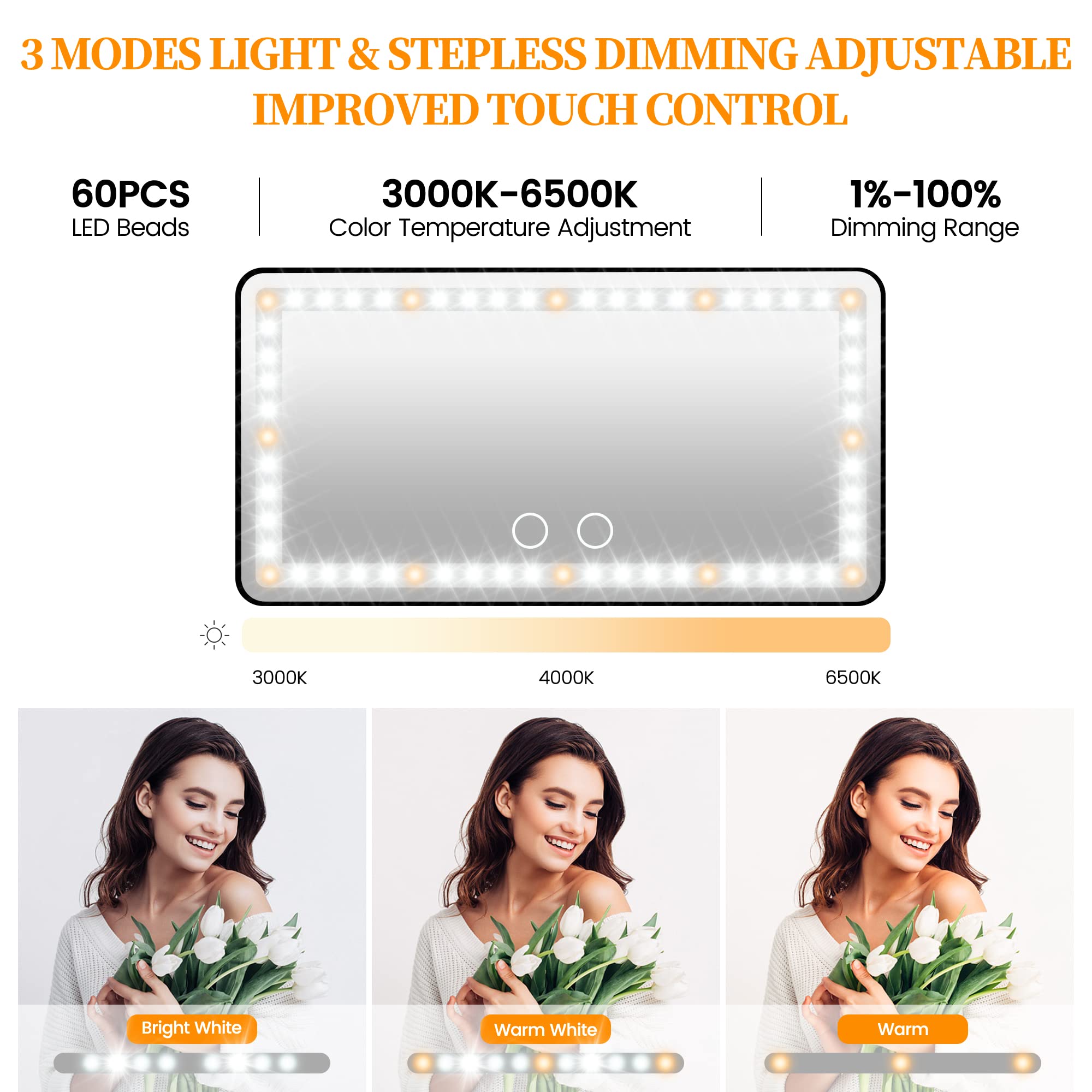 Car Sun Visor Vanity Mirror: Rechargeable Led Makeup Mirror With 3 Light Modes & Dimmable Touch Screen - Car Mirror Accessories For Women Girl
