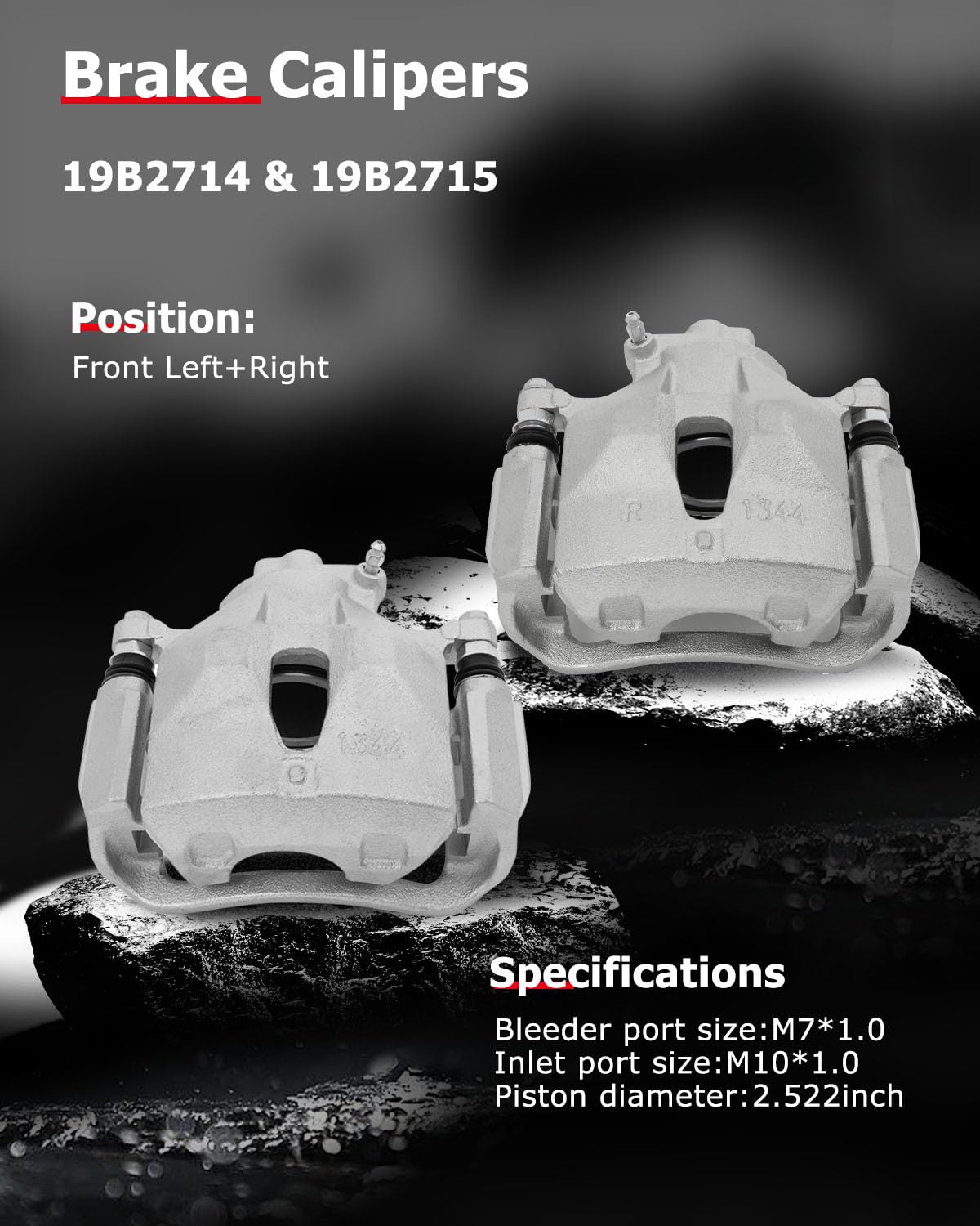 cciyu 19B2714 19B2715 Front Left & Right Brake Calipers With Bracket For Toyota For Avalon 2005-2007,For Toyota For Camry 2005-2