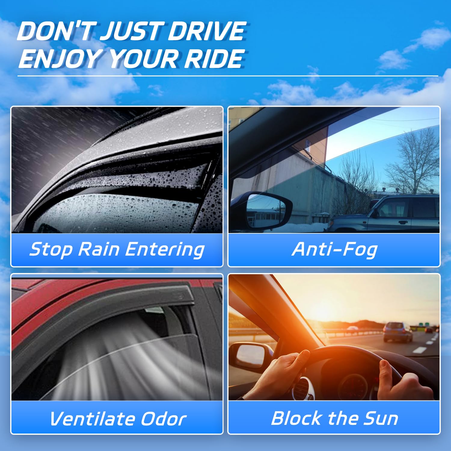 CHYKORLA Window Rain Guards for 2018-2024 Chevrolet (Chevy) Equinox, Tape-on Window Visor, Outside-Mount Vent Shade Wind Deflect