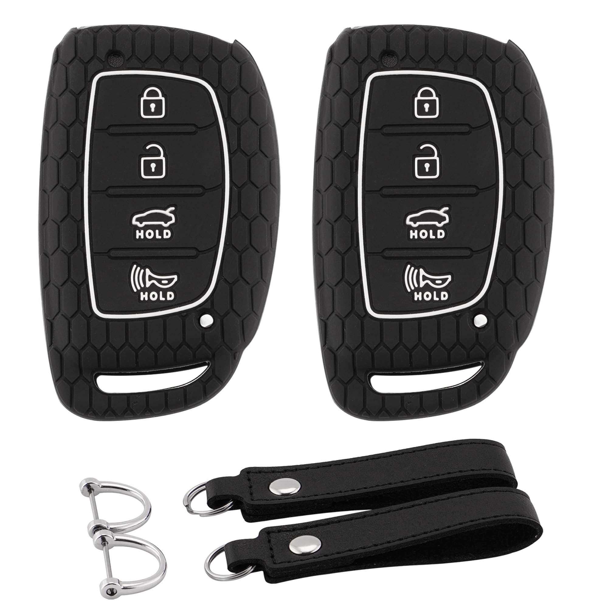 Koaudb For Hyundai Key Fob Cover With Keychain, Silicone Protector Shell Fit Elantra Gt Sonata Tucson Ioniq 4 Buttons Keyless En