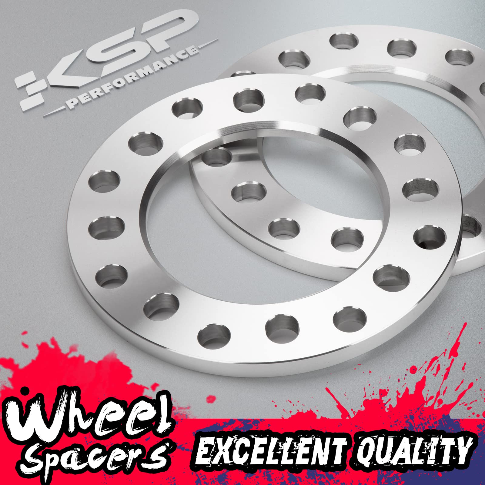 KSP PERFORMANCE 8 Lug Universal Wheel Spacers 12mm 8x6.5 8x165.1 2PCS Silver Model 6073-12T for Ford Ram Silverado
