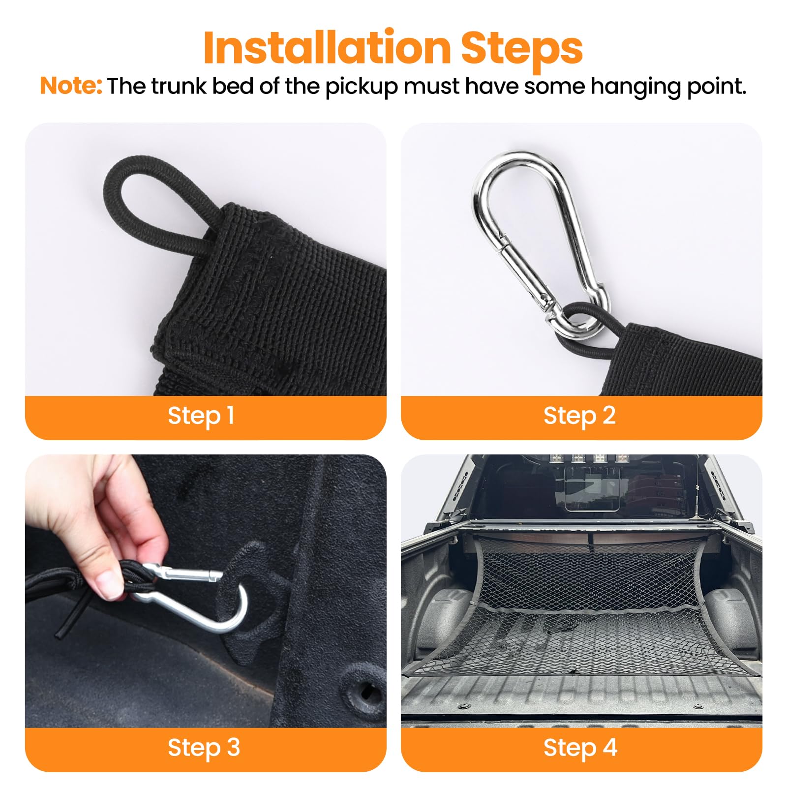 Truck Bed Net, Highly Elastic Cargo Net for Pickup Truck Bed, Stretchable Mesh Organizer for Pickup Trunk Bed, Suitable for Dail