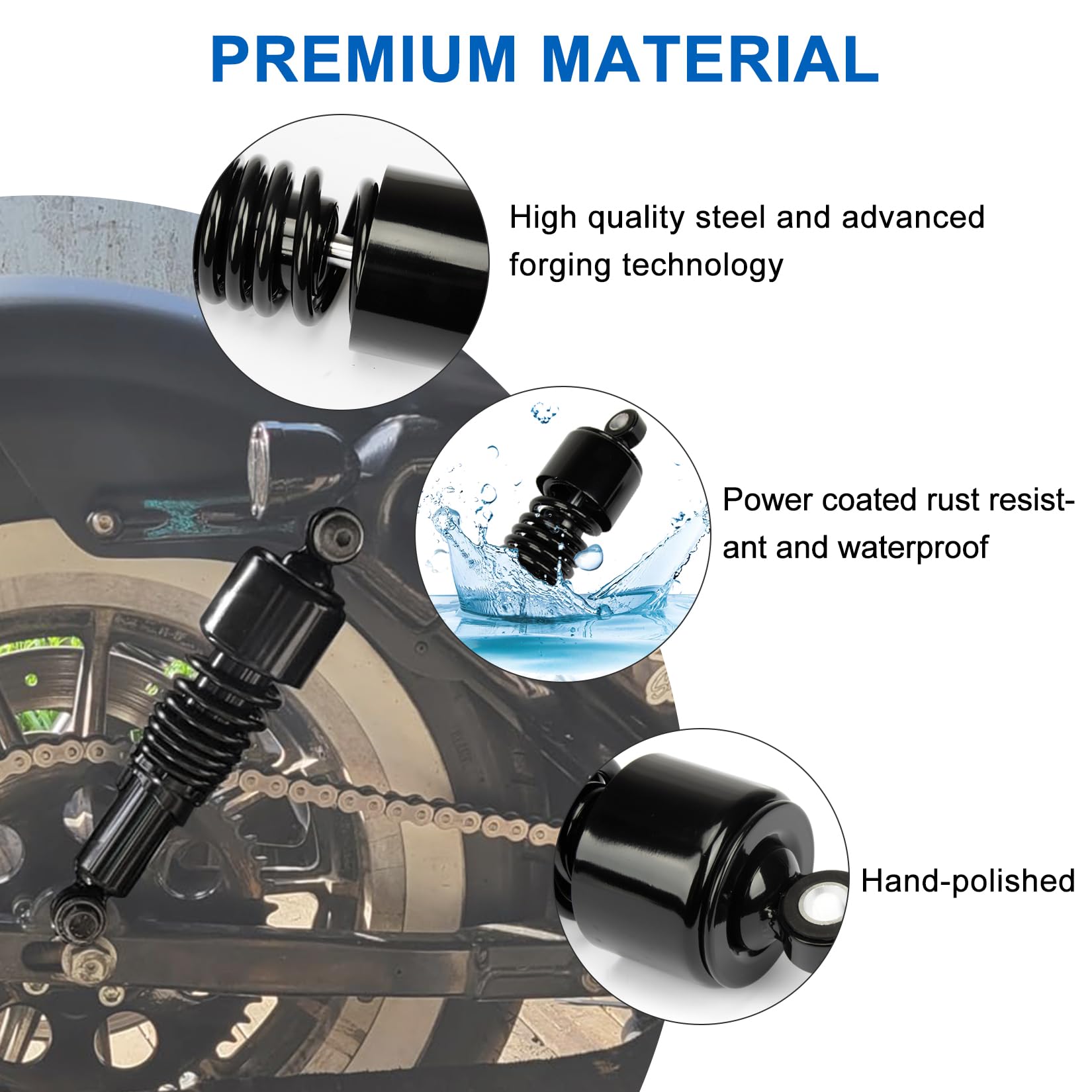 PSLER Rear Shock Absorber Rear Suspension Kit Rear Shocks Lowering Kit Preload Adjustable 10.5'' for Sportster XL 883 1200 1988-