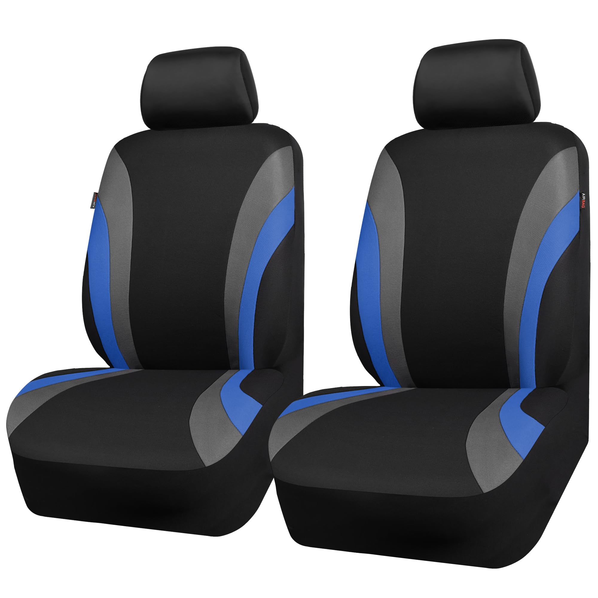 Car Pass Line Rider Sporty Front Seat Covers, Blue Car Seat Covers Two Front Seats Only, Airbag Compatible,Universal Fit Sedans,