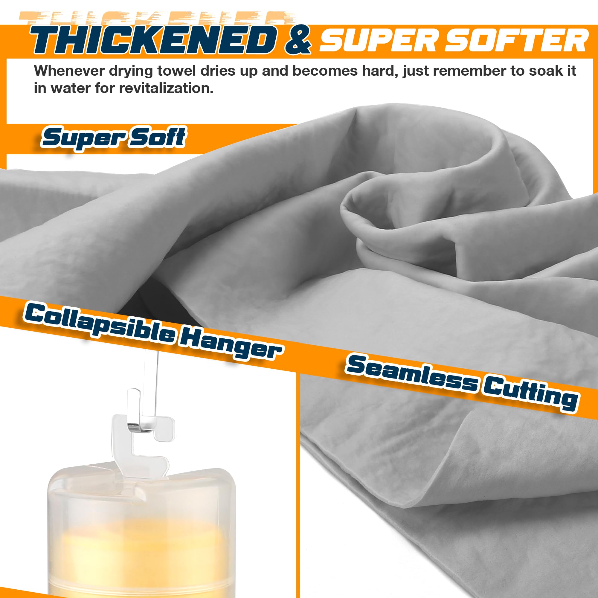 Idemeet Premium Absorbent Car Drying Towel 2 Pack 26/''X17/'' Super Soft Shammy Towel For Vehicle Reusable Chamois Cloth For Car