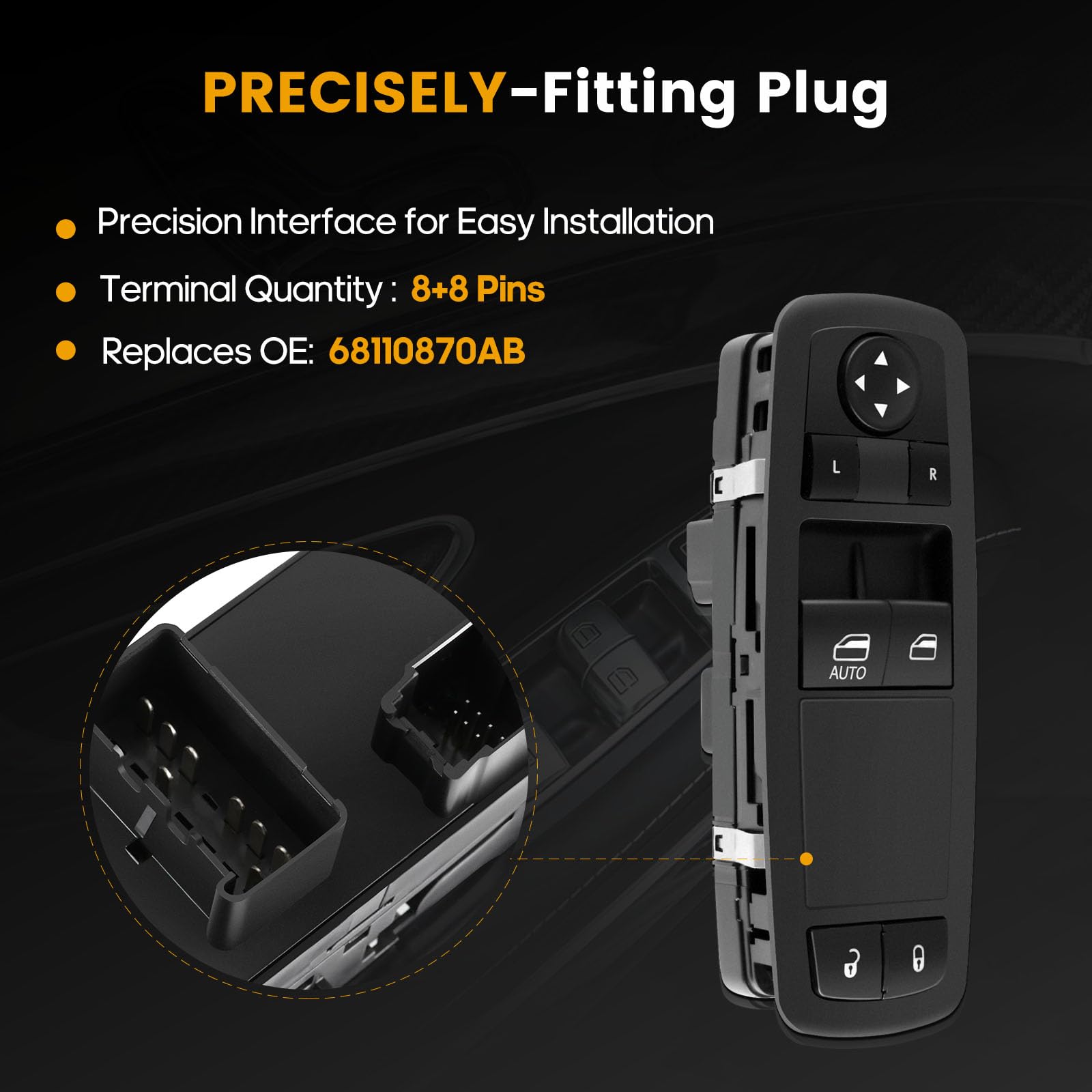 Window Switch Power Window Switch Master Control Power Window Switch 68110870Ab,901-488 Fits For 2012-2015 Dodge Grand Caravan R