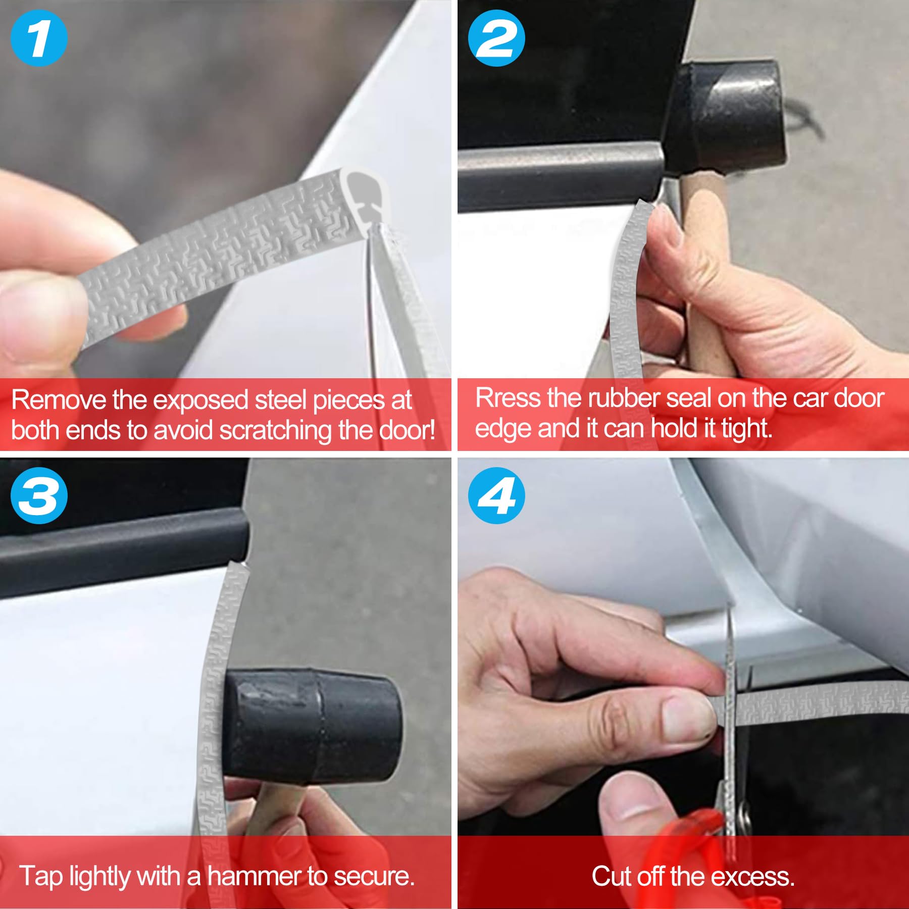 Myfamirea 13Ft(4M) Long Car Door Edge Guards, U Shape Edge Trim Rubber Seal Protector Car Door Protection Anti-Collision Rubber