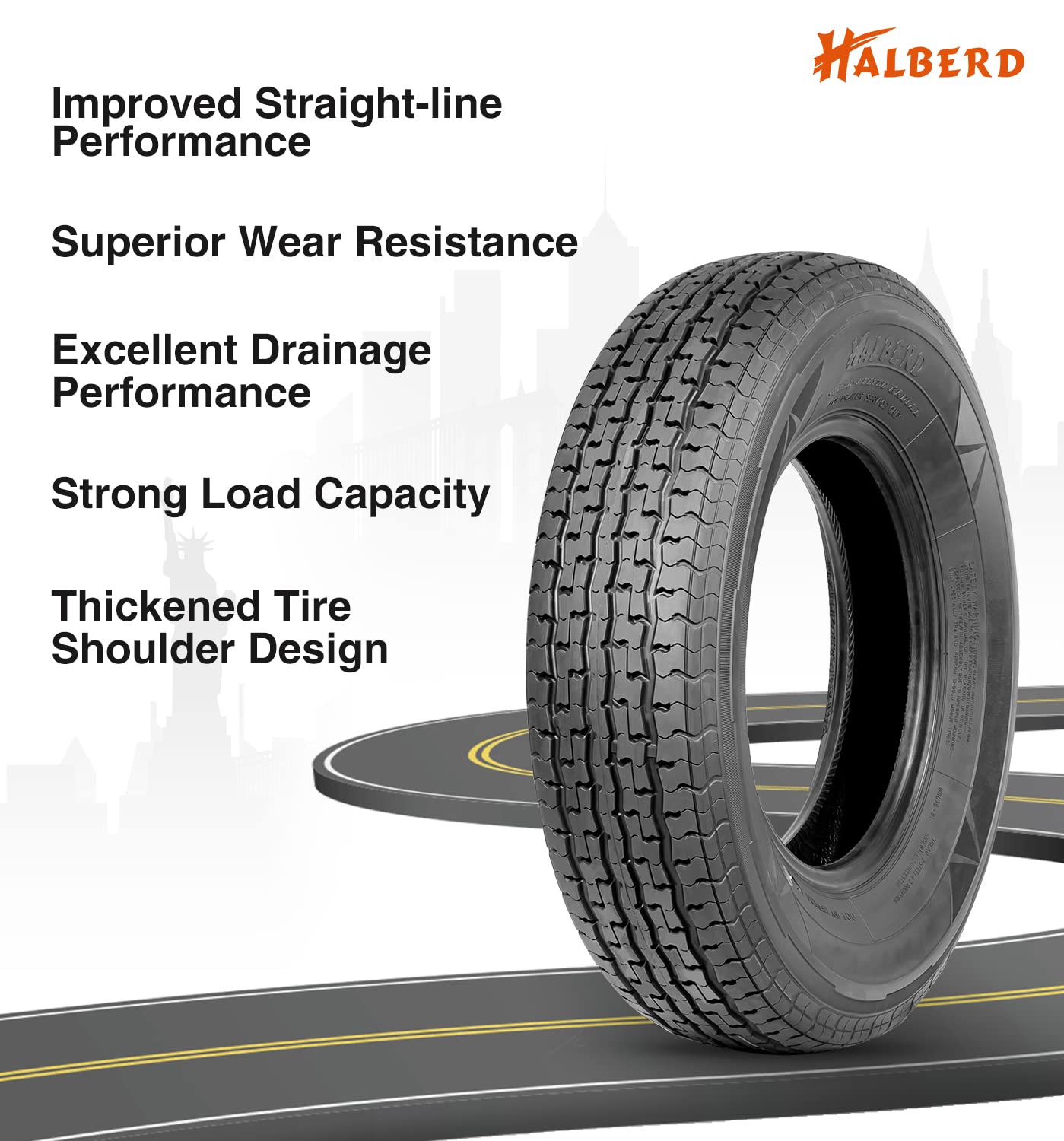 Halberd Set Of 2 Premium Trailer Tires St205/75R15 8Pr Load Range D Heavy Duty 205 75 15 Radial Trailer Tires Improve Traction I