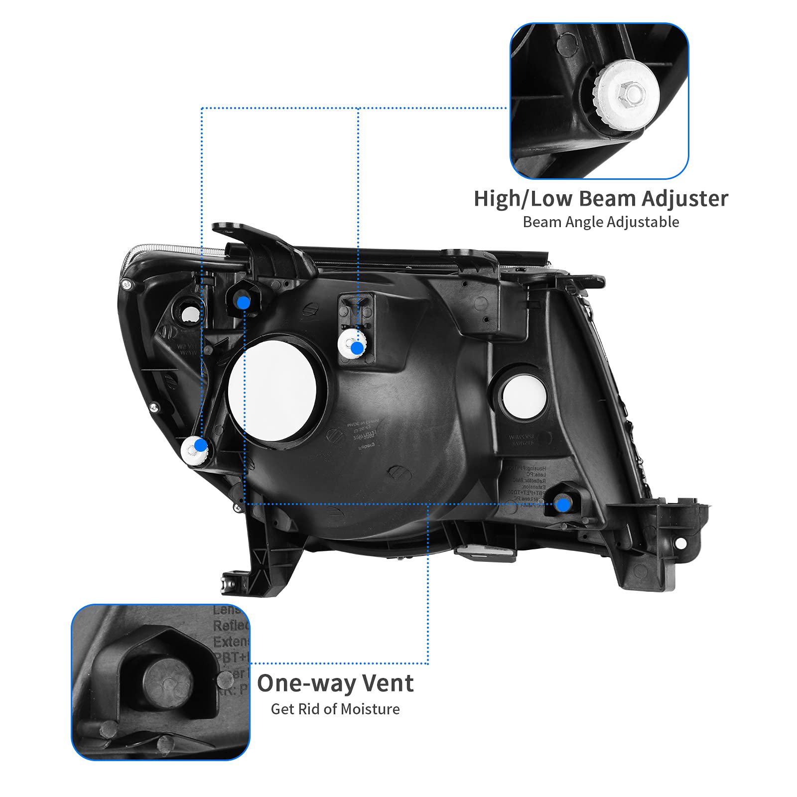 Dwvo Headlight Assembly Compatible With 2005 2006 2007 2008 2009 2010 2011 Tacoma Pickup Truck Oe Style Replacement Chrome Housi