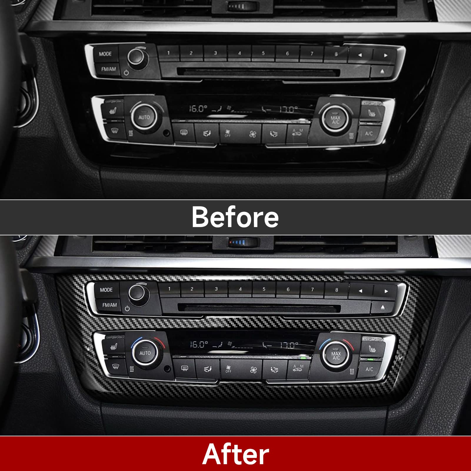 Car Sticker Decal Cd Panel Trim Carbon Color Abs Cover Compatible With Bmw F30 F31 F34 3Gt F32 F33 F36 2013 2014 2015 2016 2017 2018 2019 Accessories