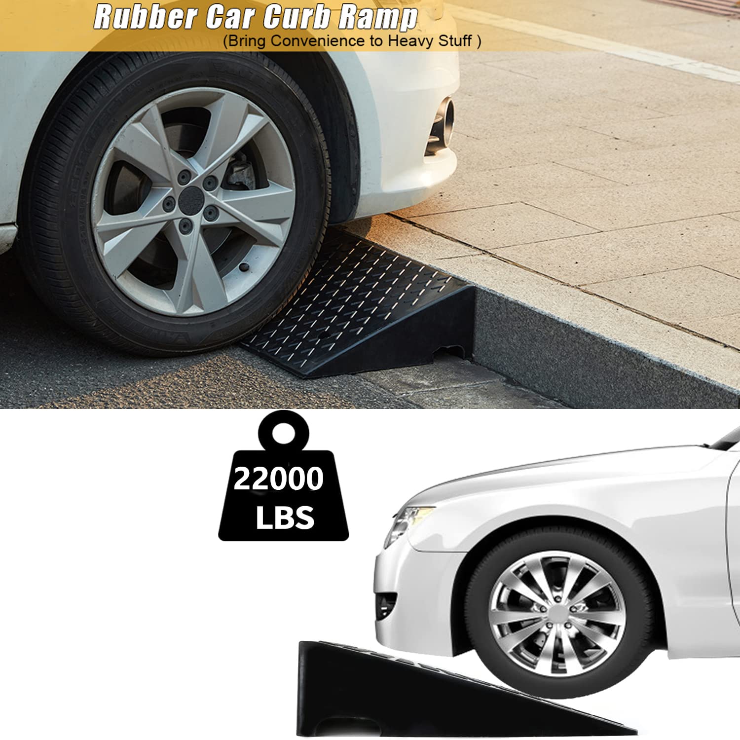 Nisorpa 2'' Rise Rubber Curb Ramp Heavy Duty Loading Rubber Curb Ramps 10 Tons Driveway Ramp Car Slope Ramp For Loading Dock Bik