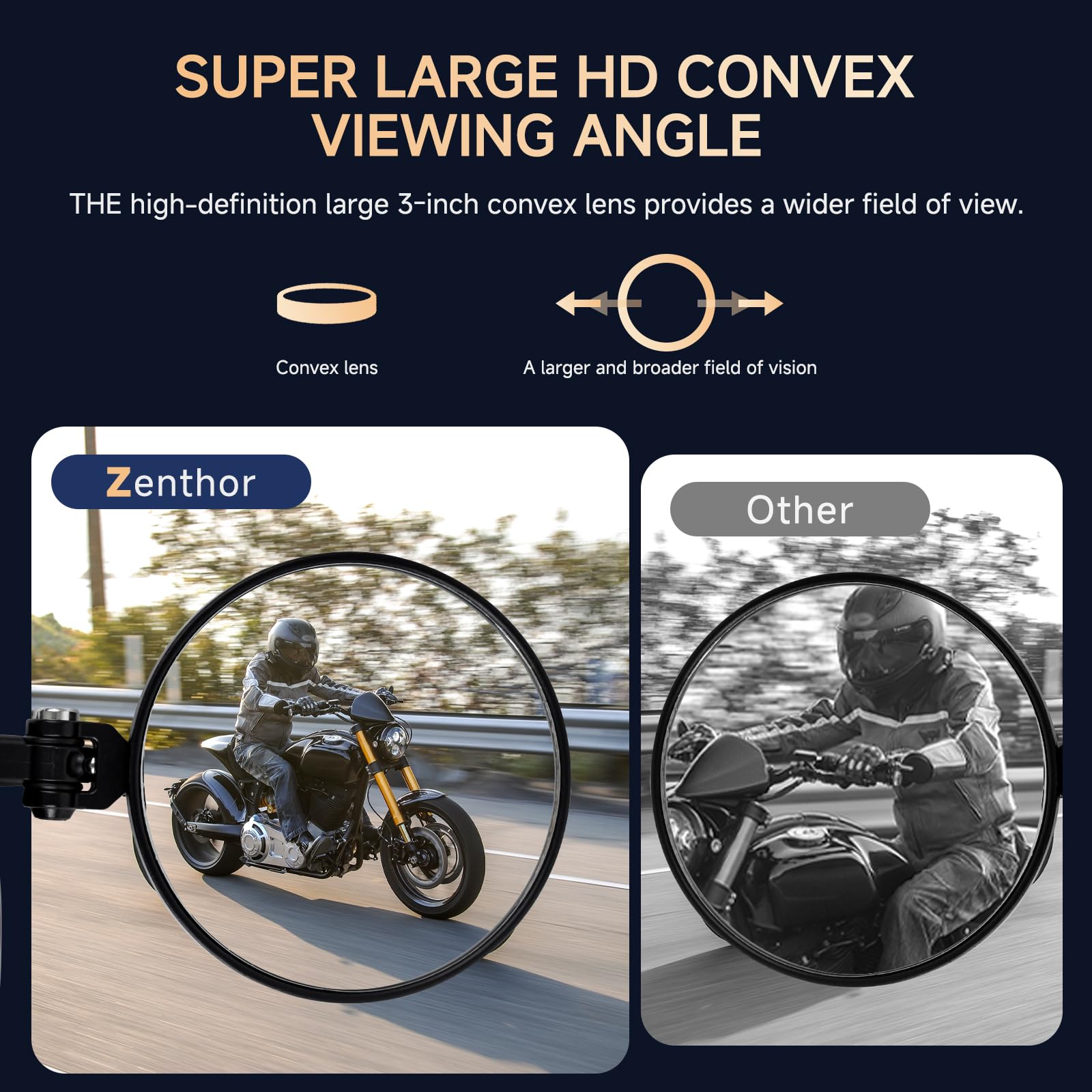 Motorcycle Bar End Mirrors 3 Round Folding Side Mirrors, 7/8 Handlebar Rear View Mirror Compatible With Honda MSX125 CB500F