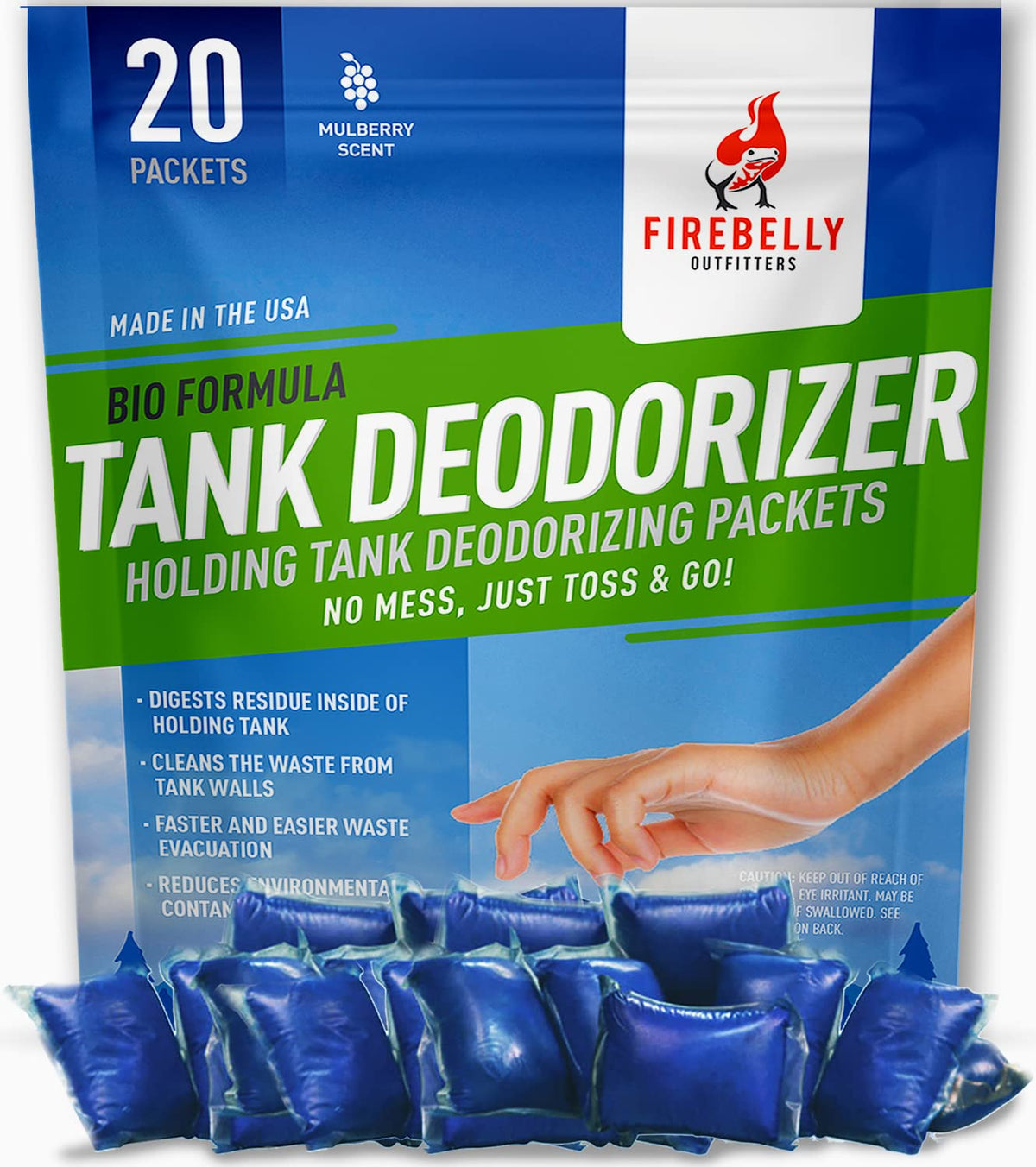 Firebelly Outfitters - Rv Deodorizer & Septic Treatment Pods - Portable Toilet Chemicals, Marine Camper Sewer Cleaner, Odor Neut