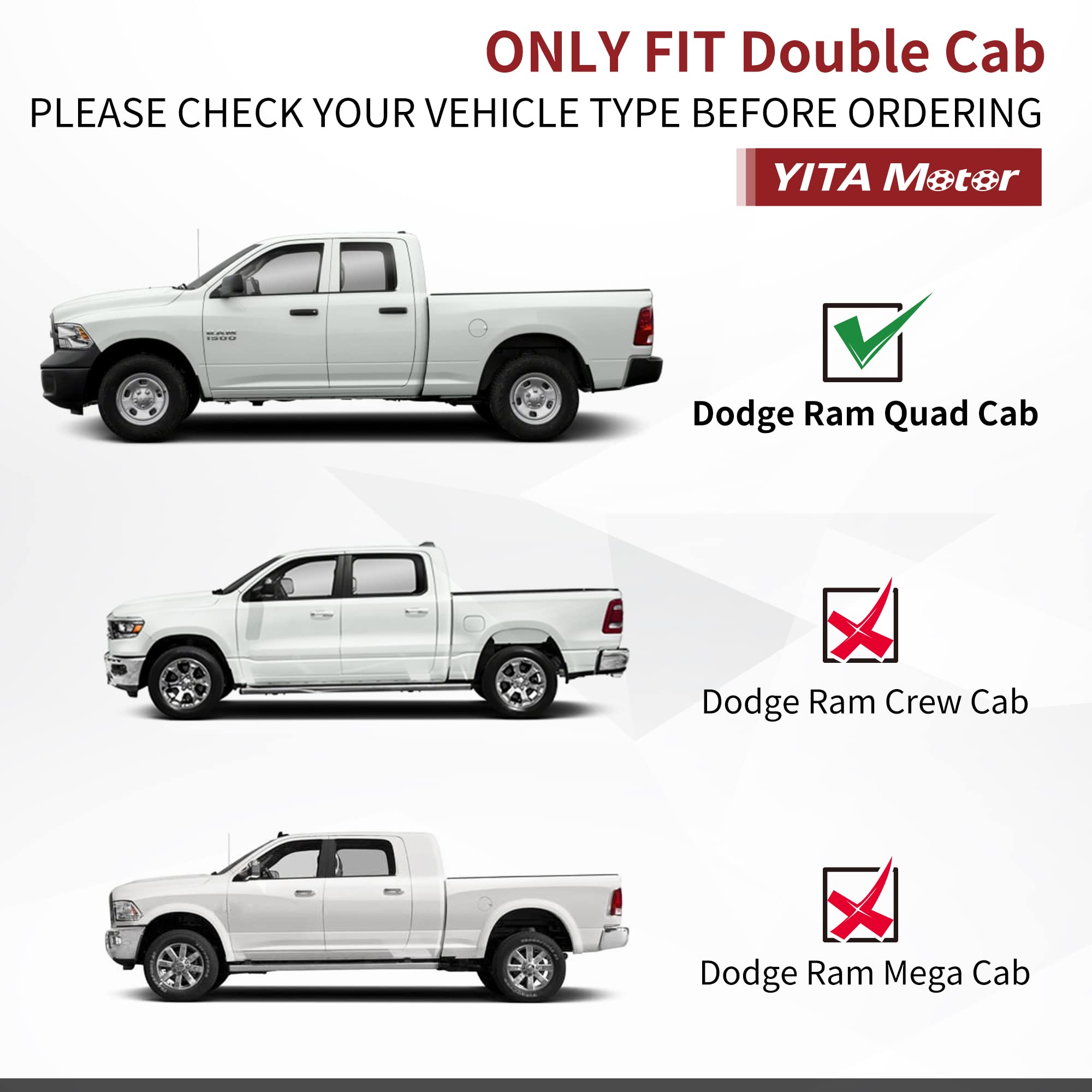 Yitamotor Drop Side Steps Compatible With 2009-2018 Dodge Ram 1500, 2019-2024 Ram 1500 Classic Quad Cab, Off-Road Running Boards