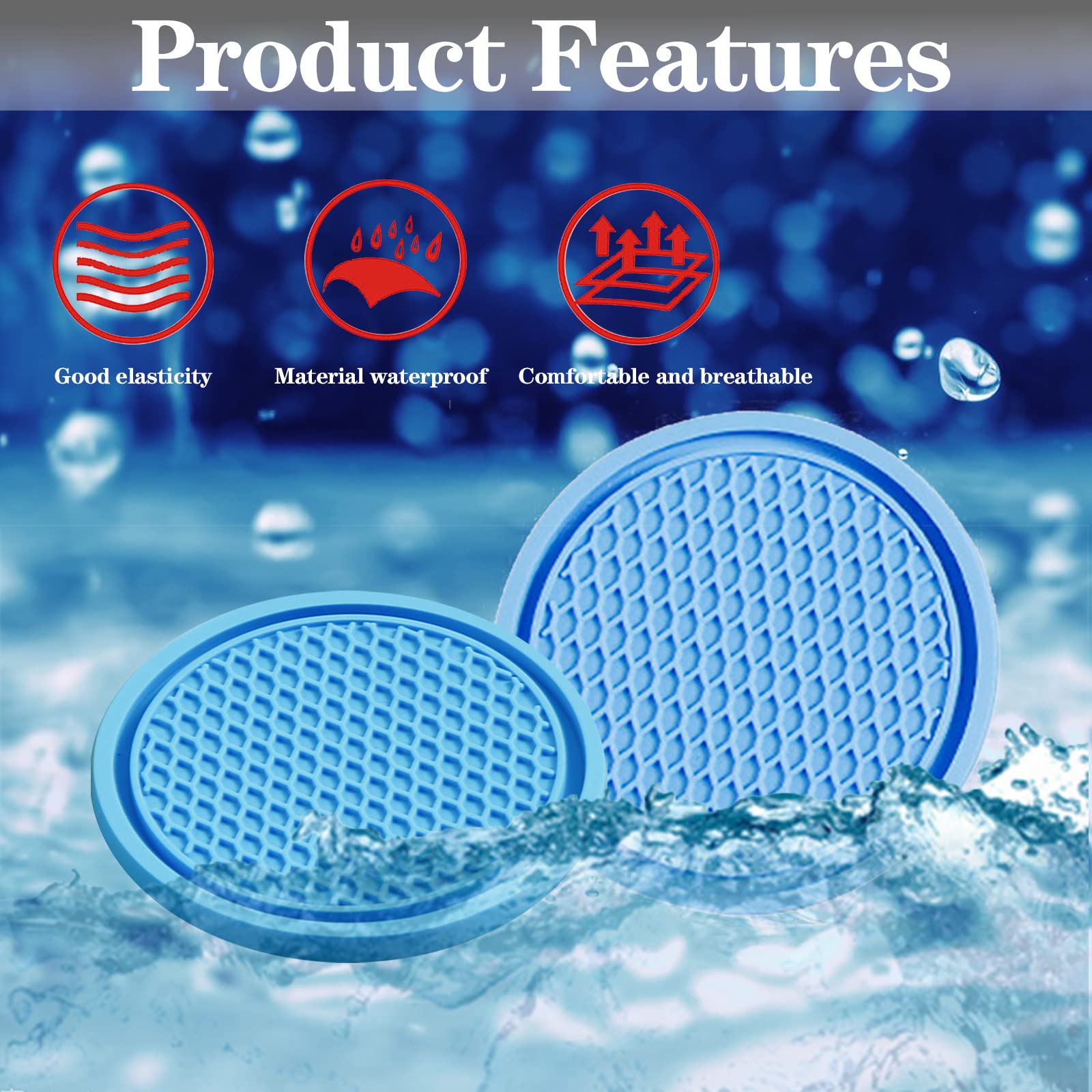 Sodcay Universal Car Cup Holder Insert. Pvc Material. Honeycomb Waterproof. Fixed, Anti-Slip Coaster (Blue, 2.75In)