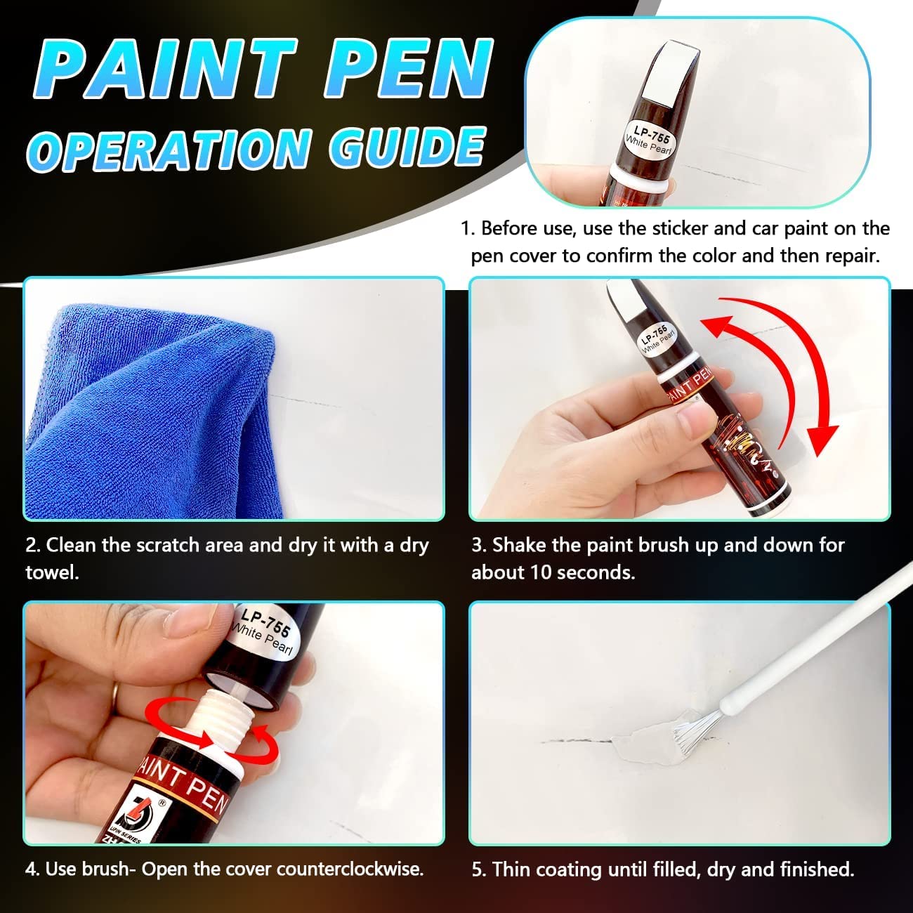 Touch Up Paint Pen For Cars Scratch Removal Repair, Wheel Fill Paint Pen Black/White/Multi-Color Optional For Various Cars (Deep Yellow)