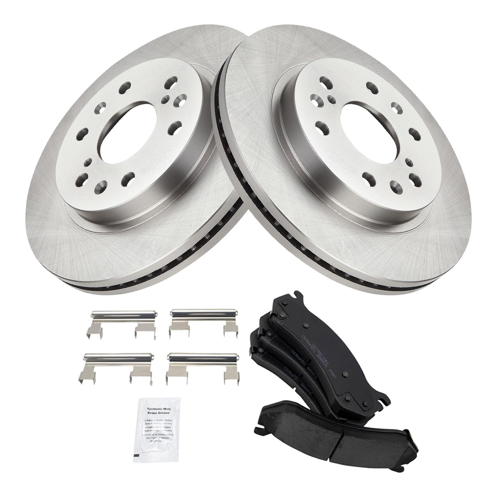 Trq Front Brake Pad & Rotor Kit Ceramic Compatible With 2006 Chevrolet Silverado 1500 2007 Silverado 1500 Classic Gmc Sierra 150