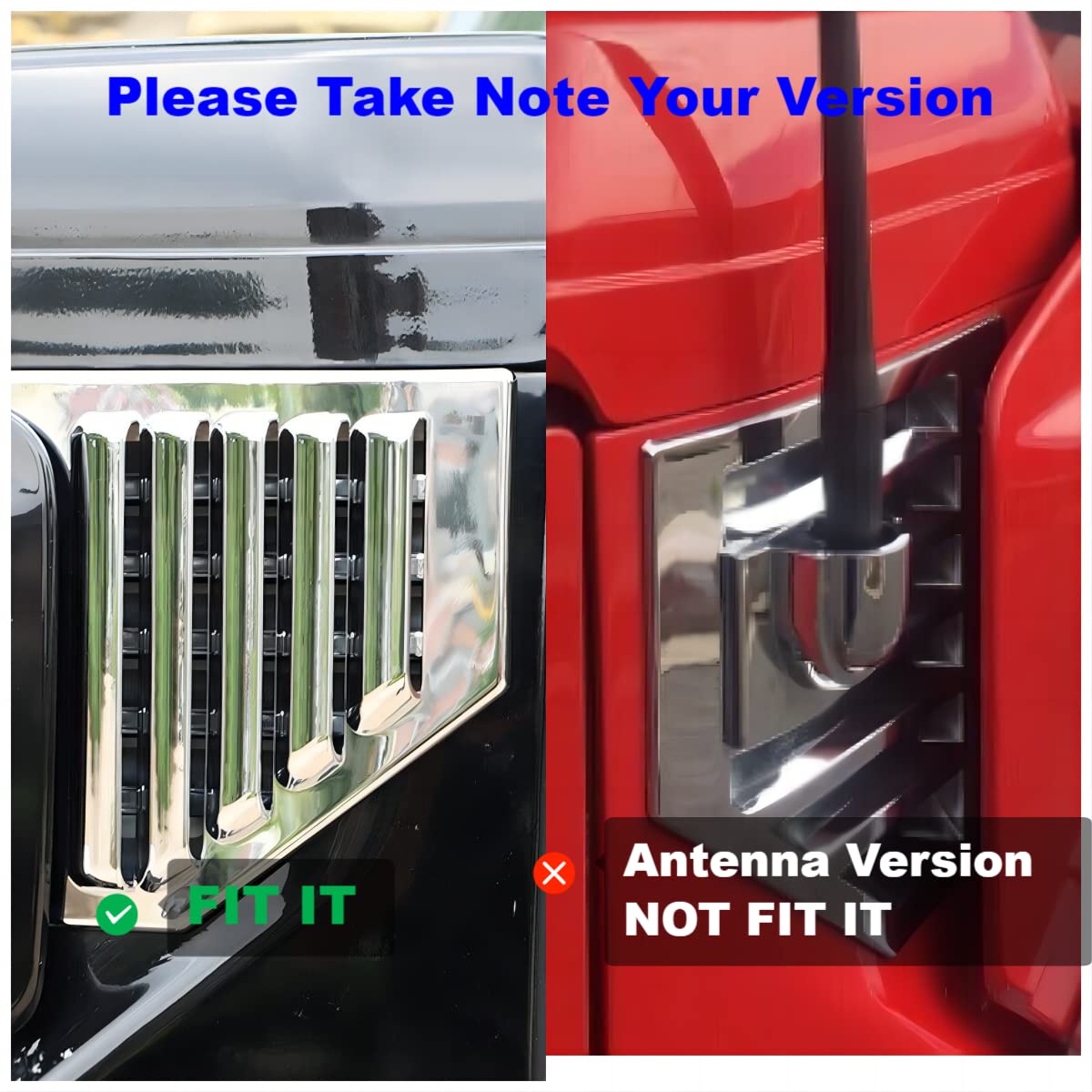 Qiosreui Hood Side Air Vent Trim Covers Fit For Hummer H2 2003-2009, Engine Side Air Vent Grilles Cover, Car Exterior Hood Side Air Vent Trim Cover (Sliver)