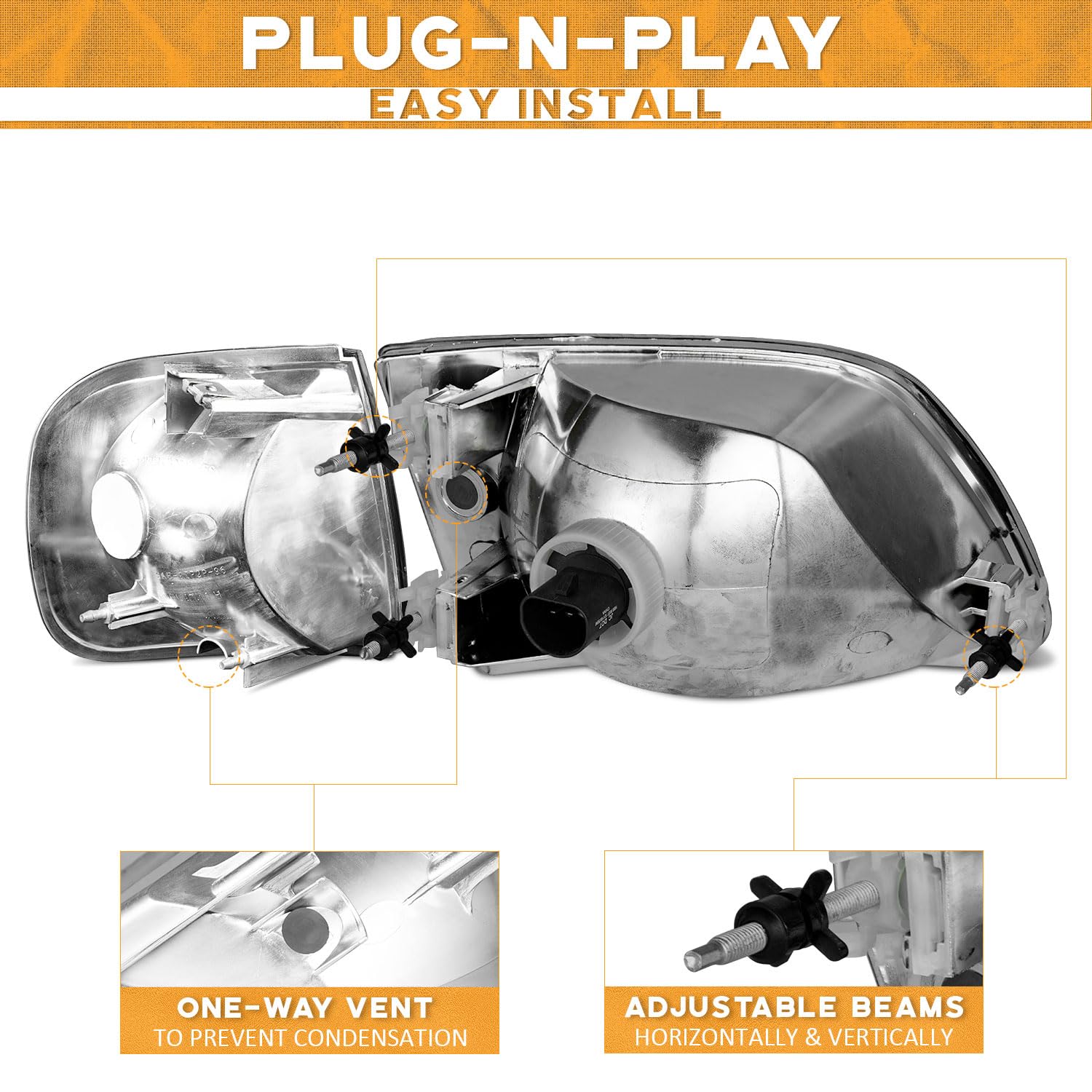 Weelmoto Signal Lights Replacement For 1997-2003 F150 / 1997-2002 Ford Expedition / 1998-1999 F250 Parking Turn Signal Marker Li