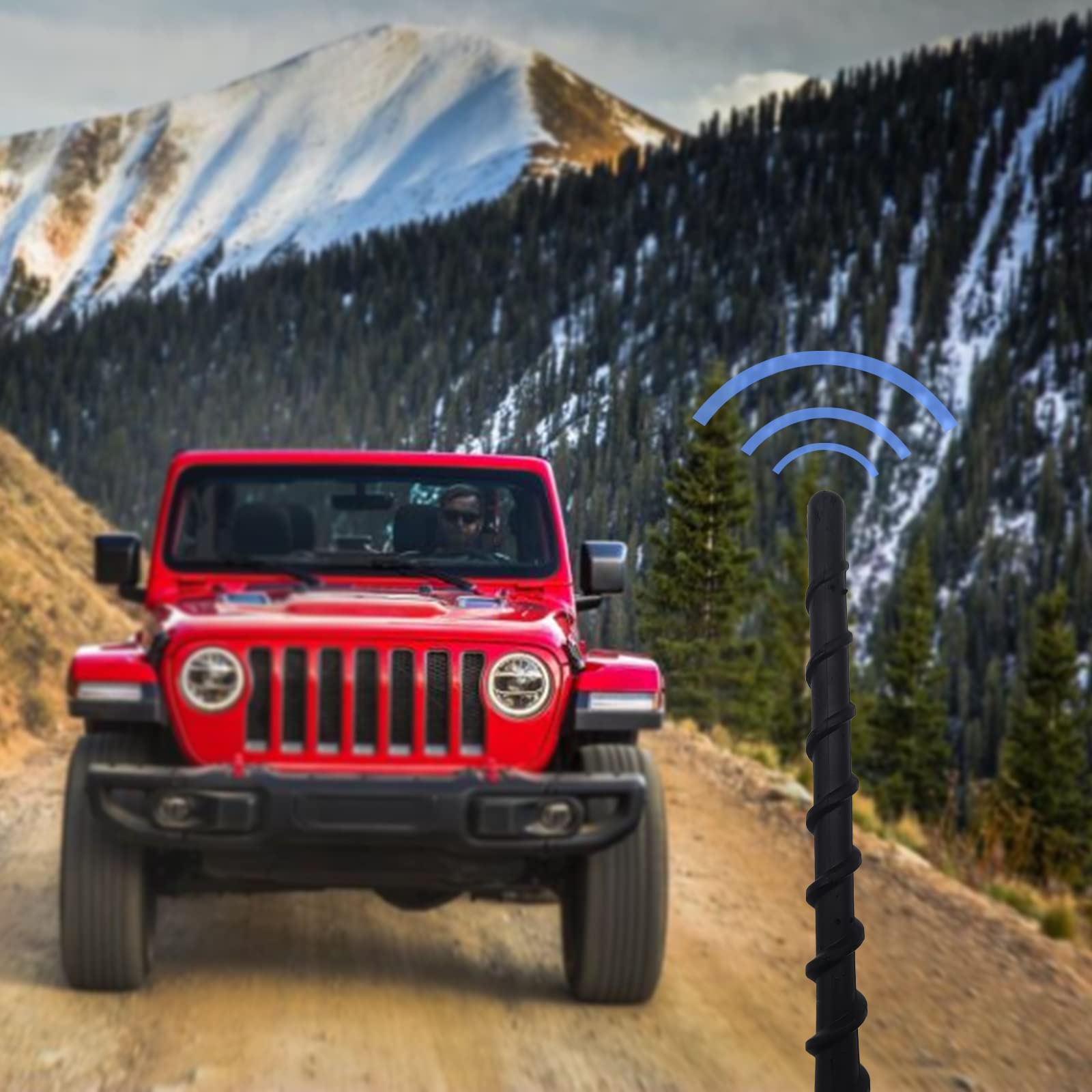 Patonu 7 Black Spiral Antenna - Waterproof PVC Rubber, Flexible Retrofit Antenna for Trucks, Cars, SUVs